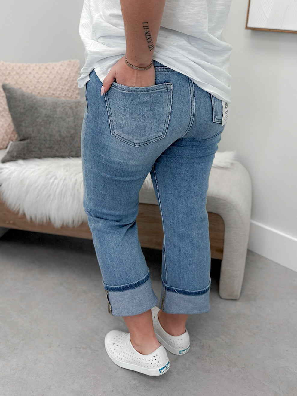 Charlie Ankle Straight Cuff Jeans in Light Wash by Risen