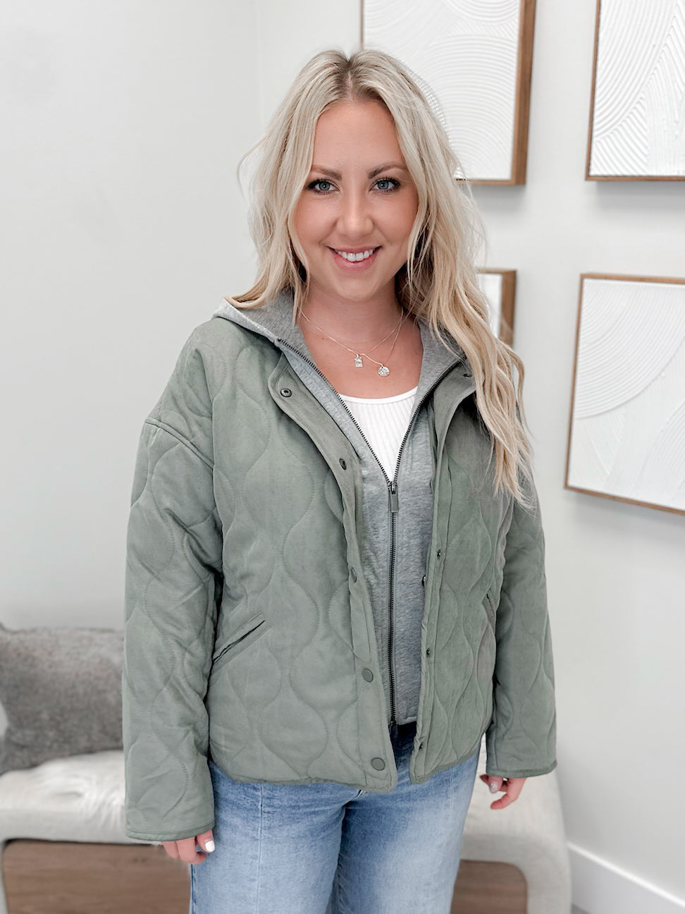 Jemma Quilted Jacket in Olive