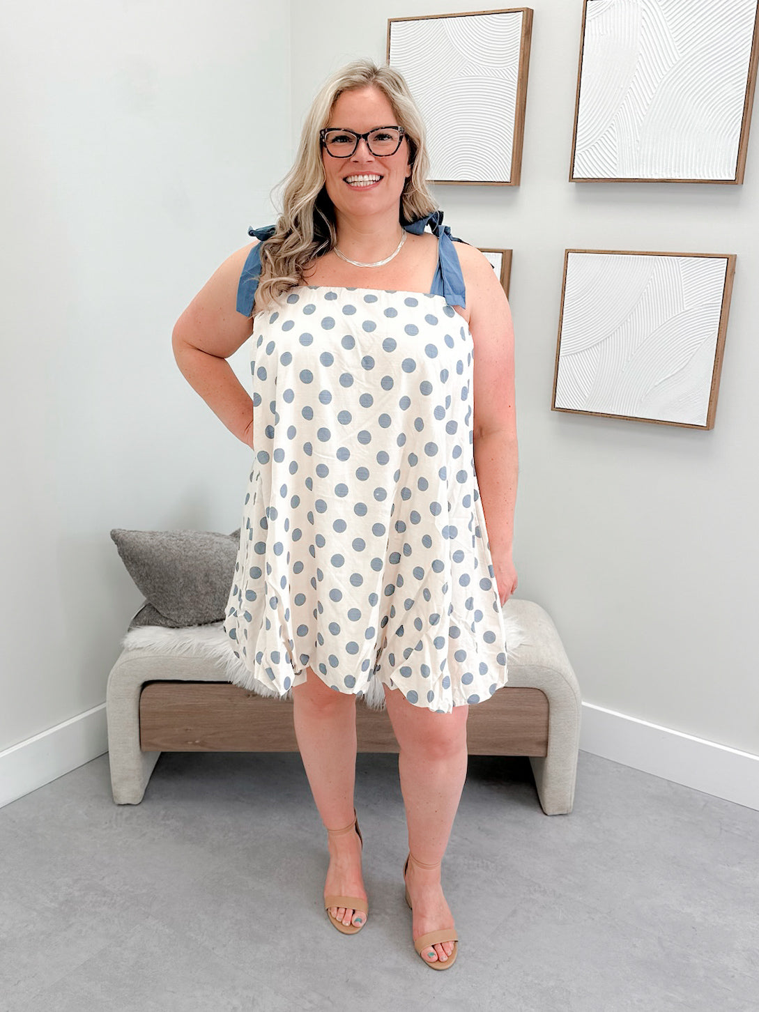 Demi Dot Dress in Blue