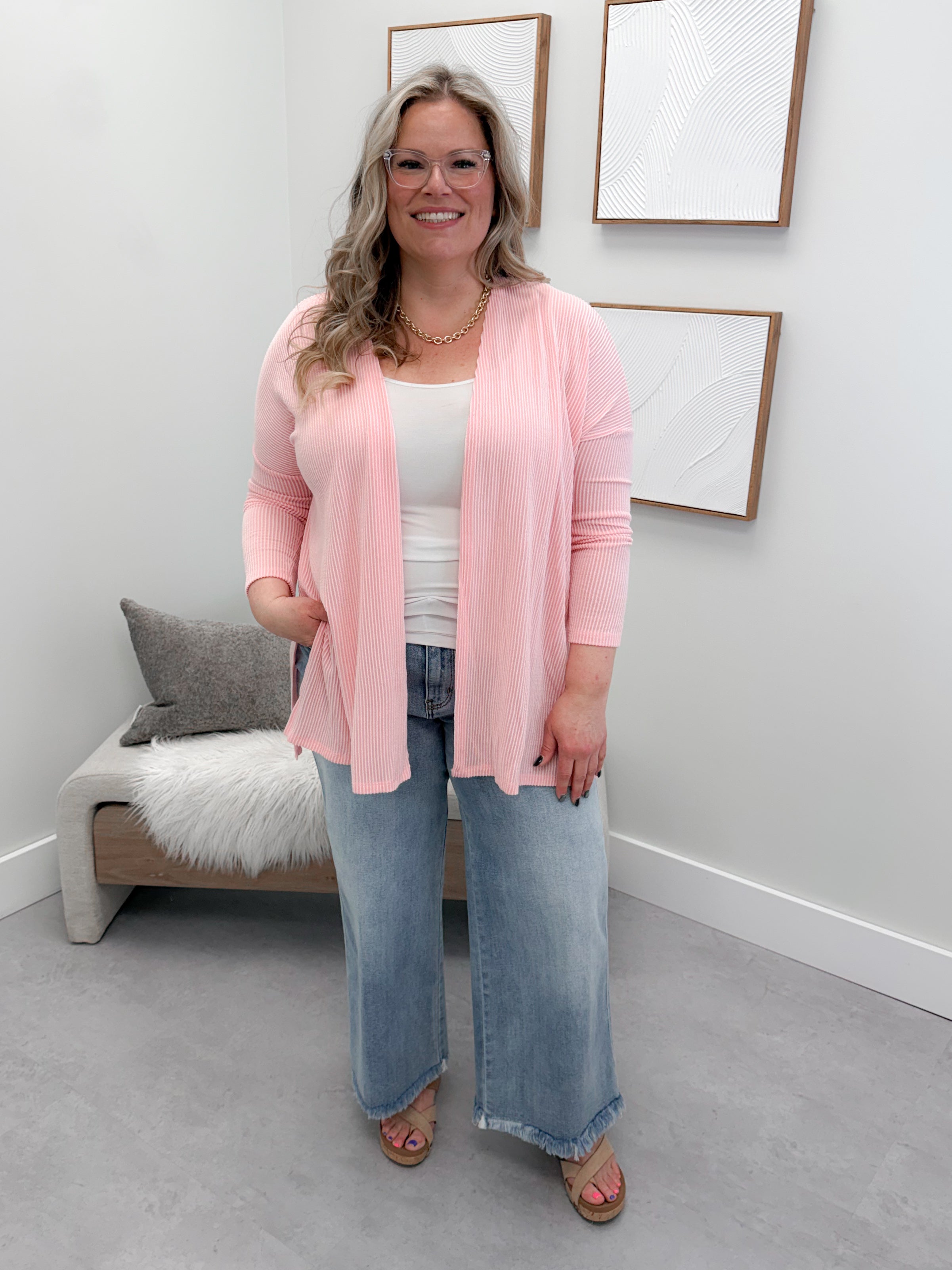 Camille Ribbed Cardi in Ballet