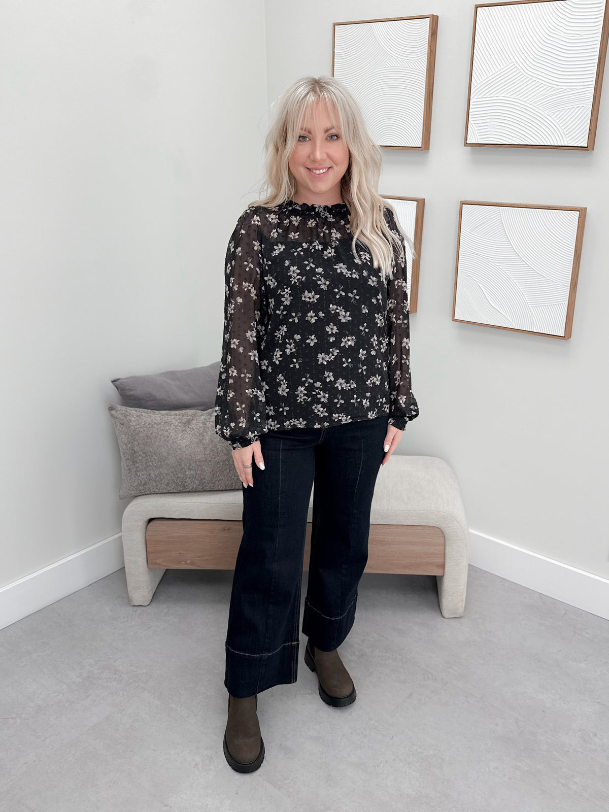 Reed Blouse in Black Floral