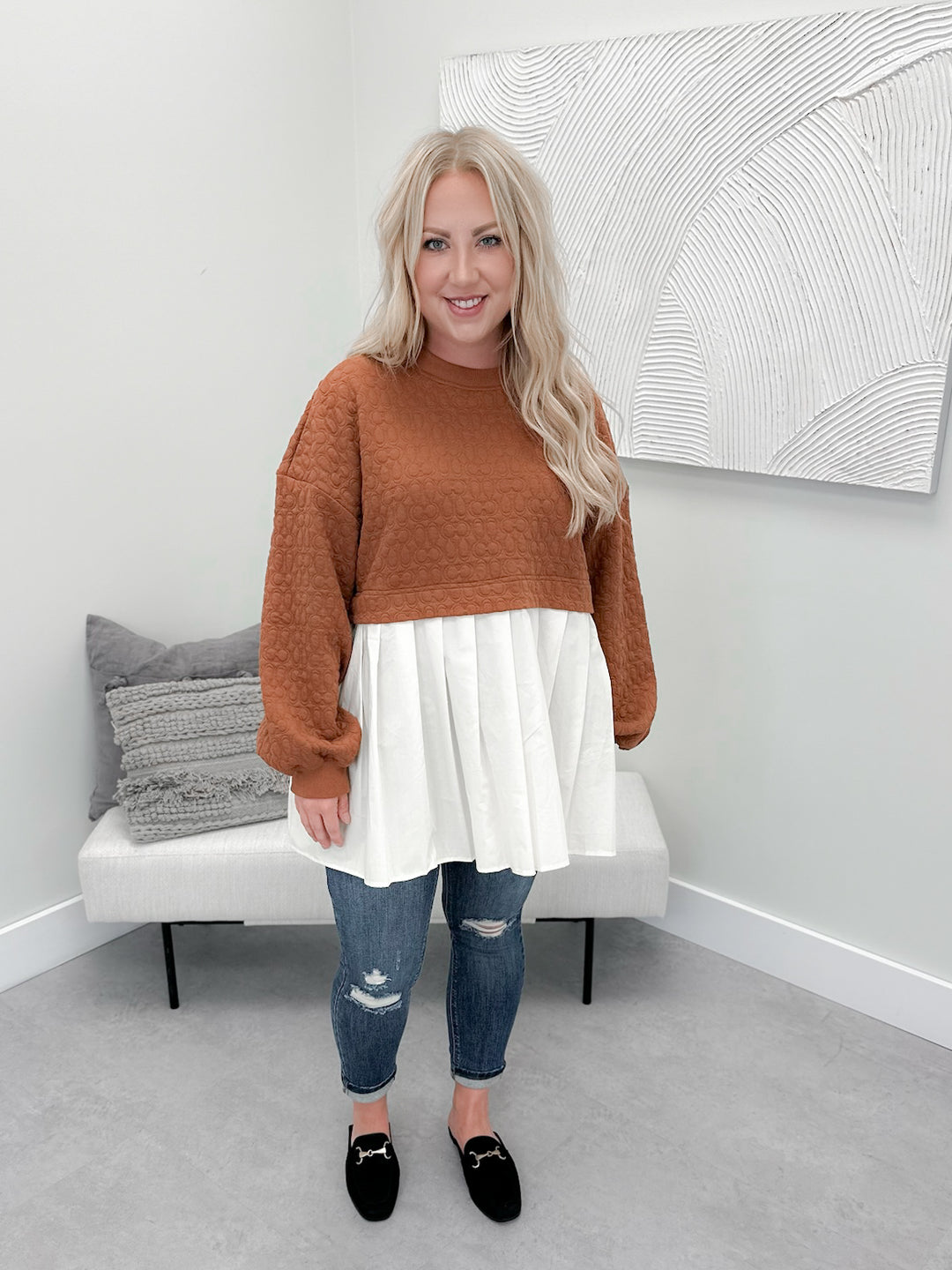Remi Top in Camel/Cream