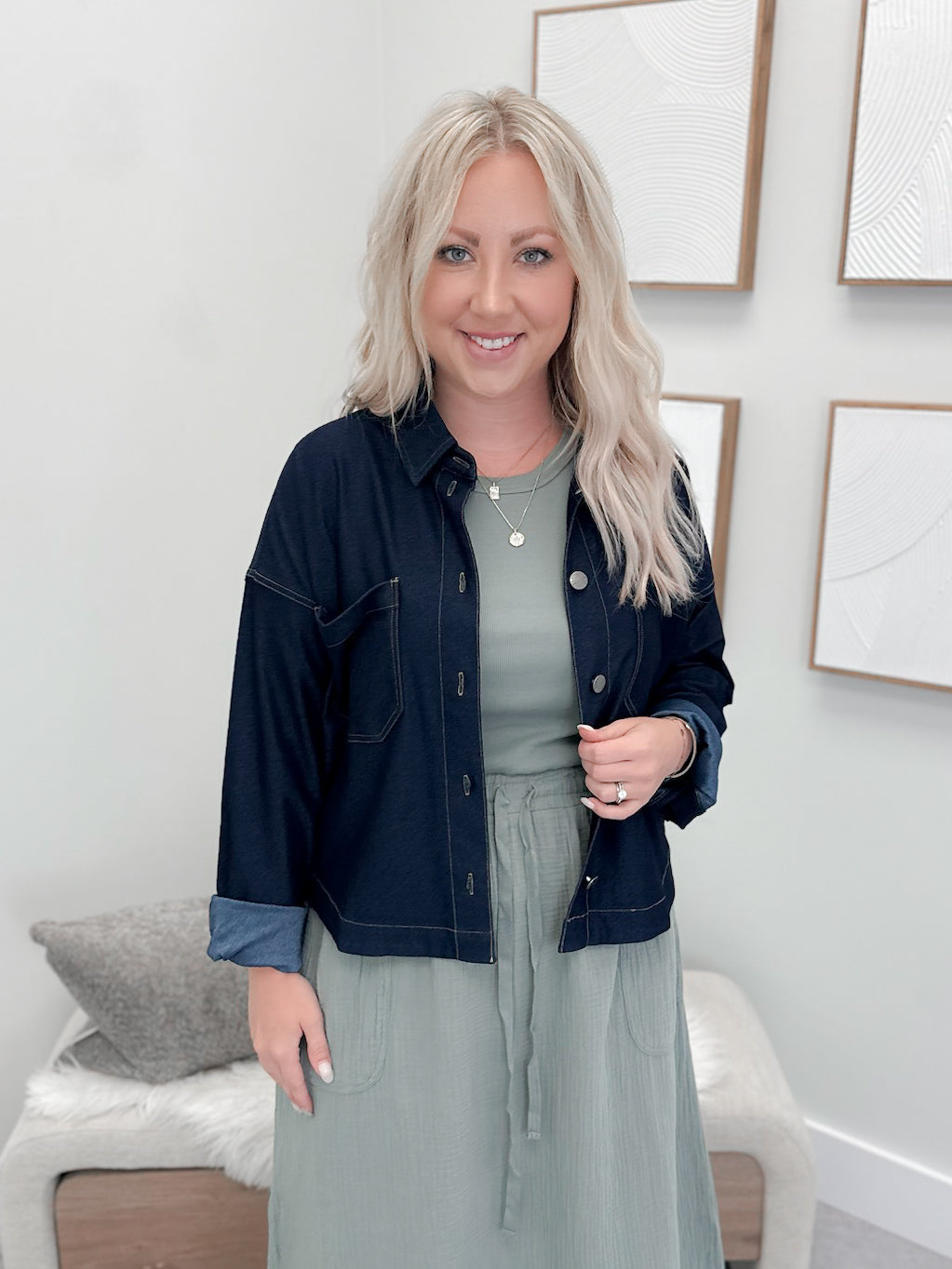 Kenna Shacket in Dark Wash