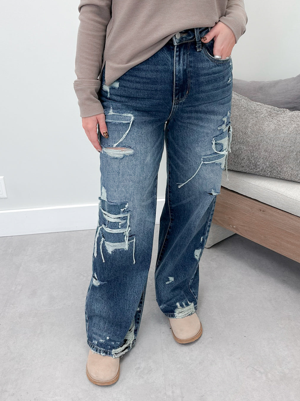 Wilhelmina Baggy High Rise Rigid Front Jeans by Judy Blue