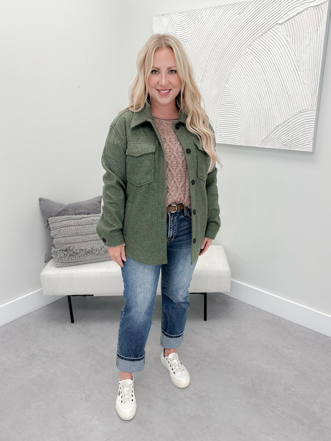 Autumn Shacket in Olive