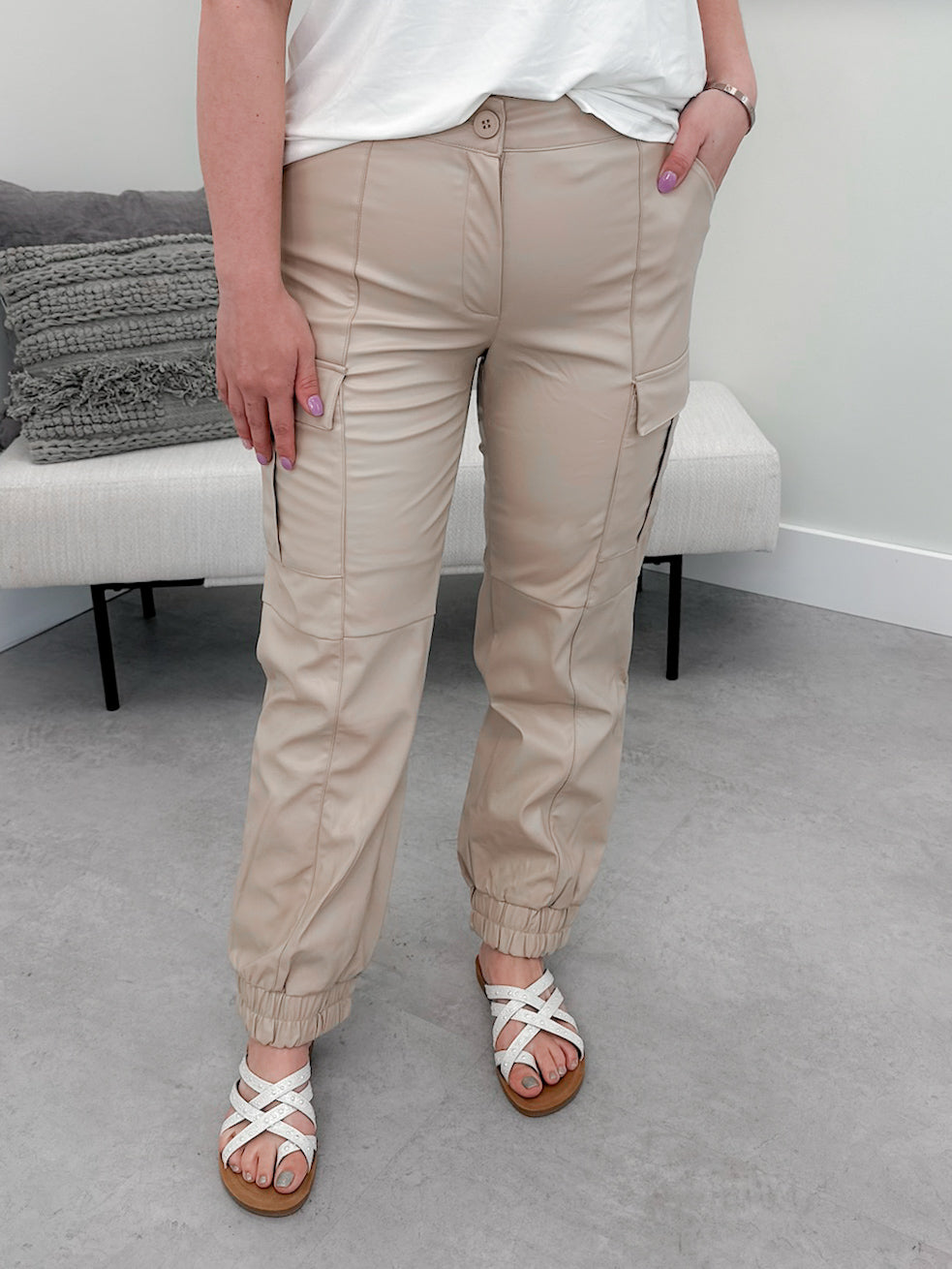Faux Leather Cargo Jogger