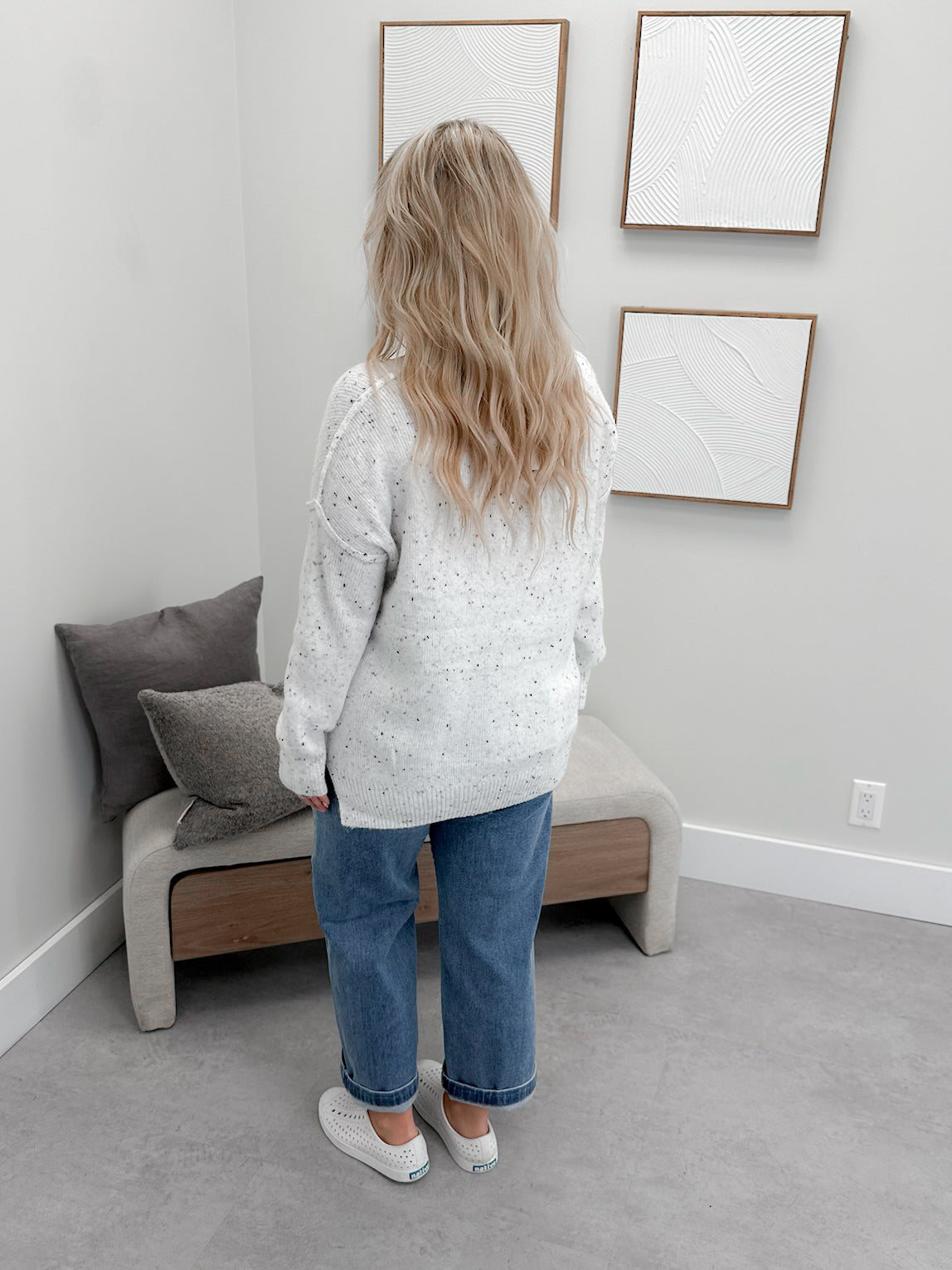Britton Speckled Sweater in Ivory