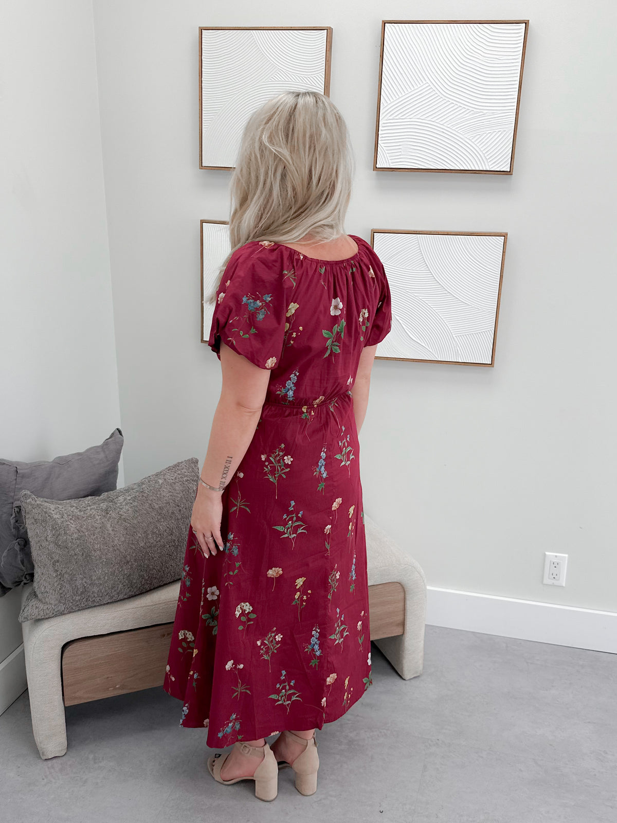Marta Dress in Wine Floral
