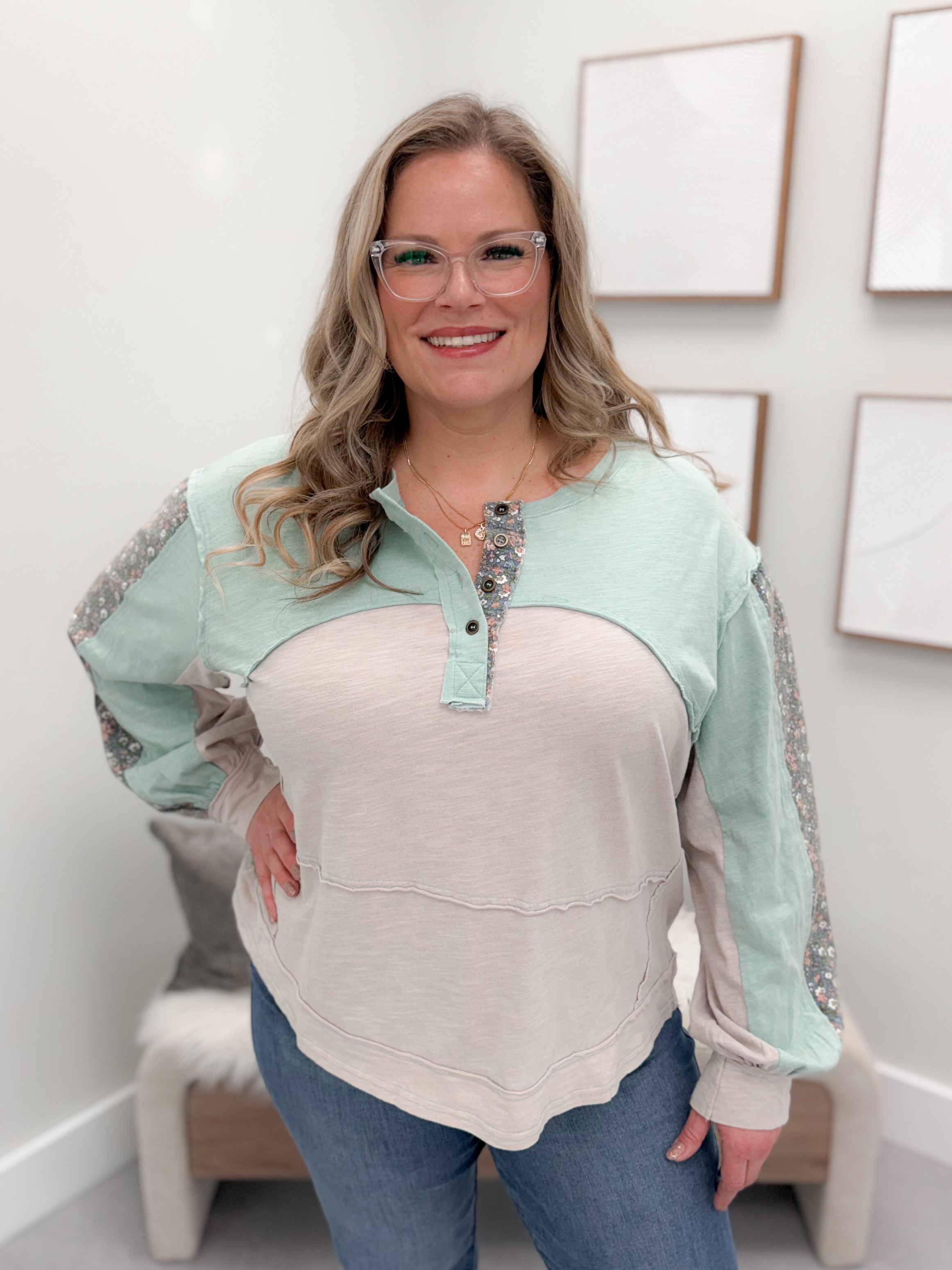 Georgia Top in Mint Grey
