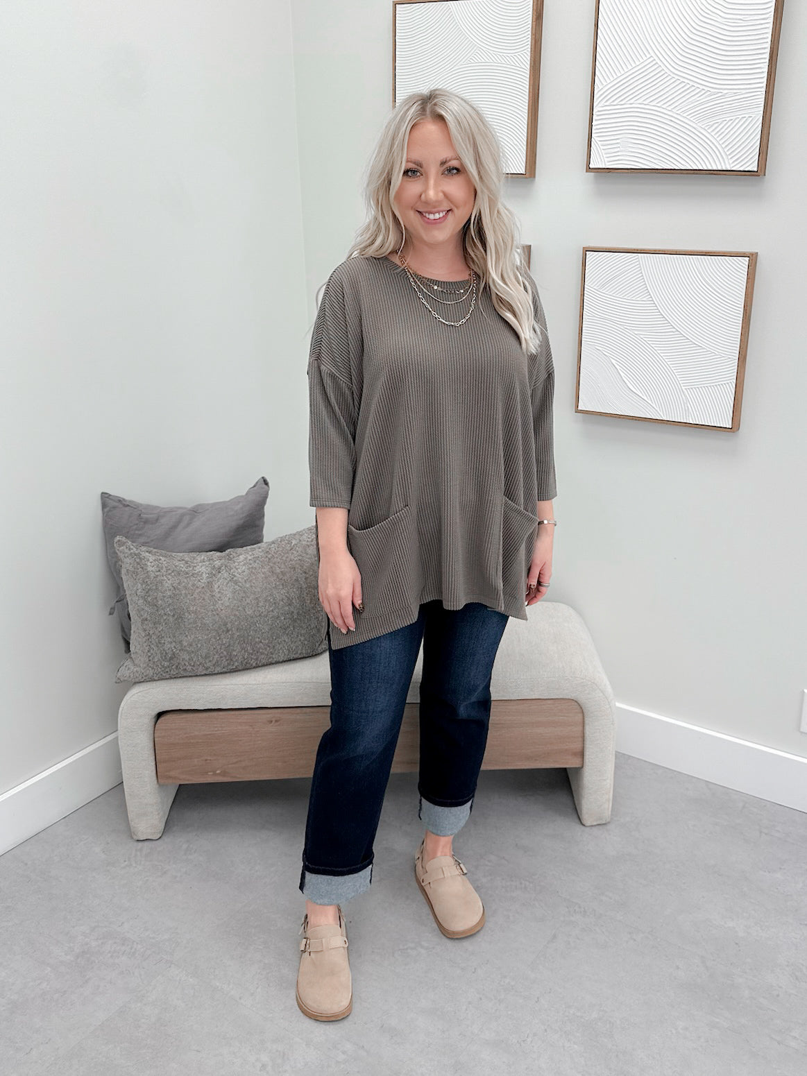 Tayla Wave Top in Mushroom