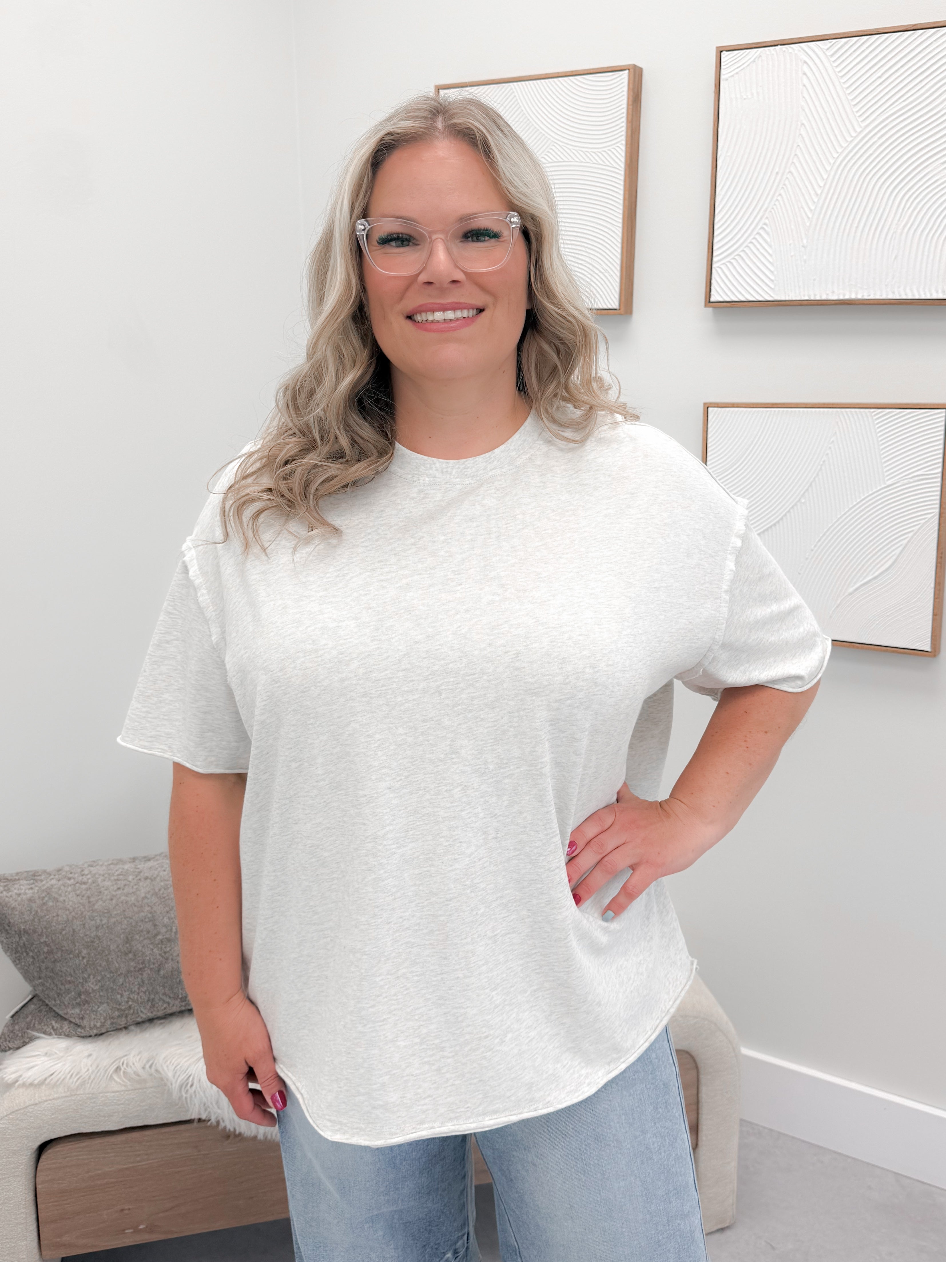 Boyfriend Tee in Oatmeal by Ampersand Avenue