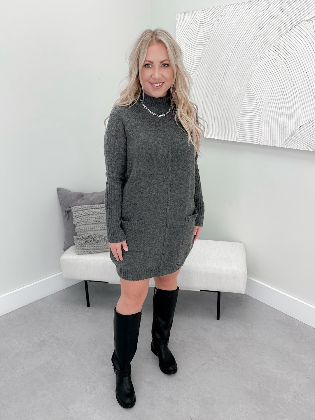 Grace Sweater Dress in Grey