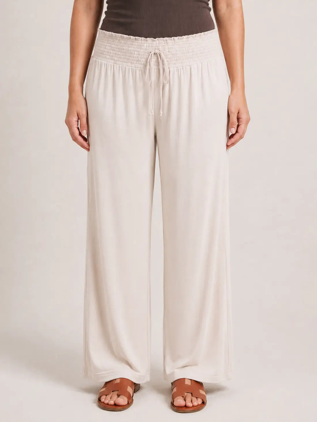 Smocked Wide Leg Pants in Oat