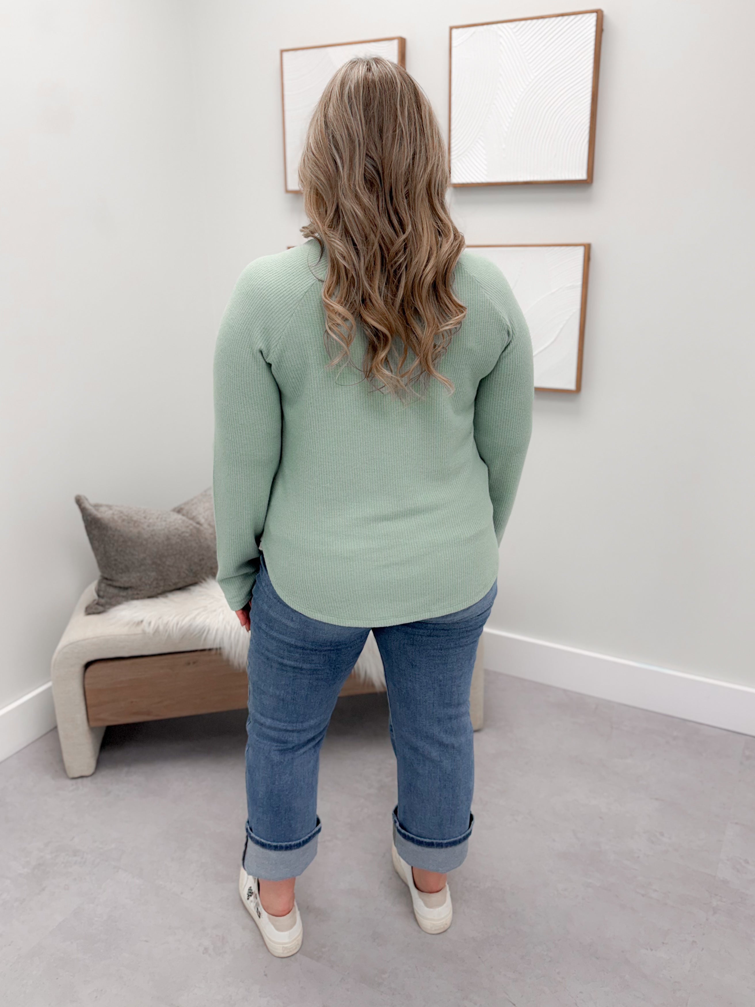 Willow Waffle Long Sleeve in Sage