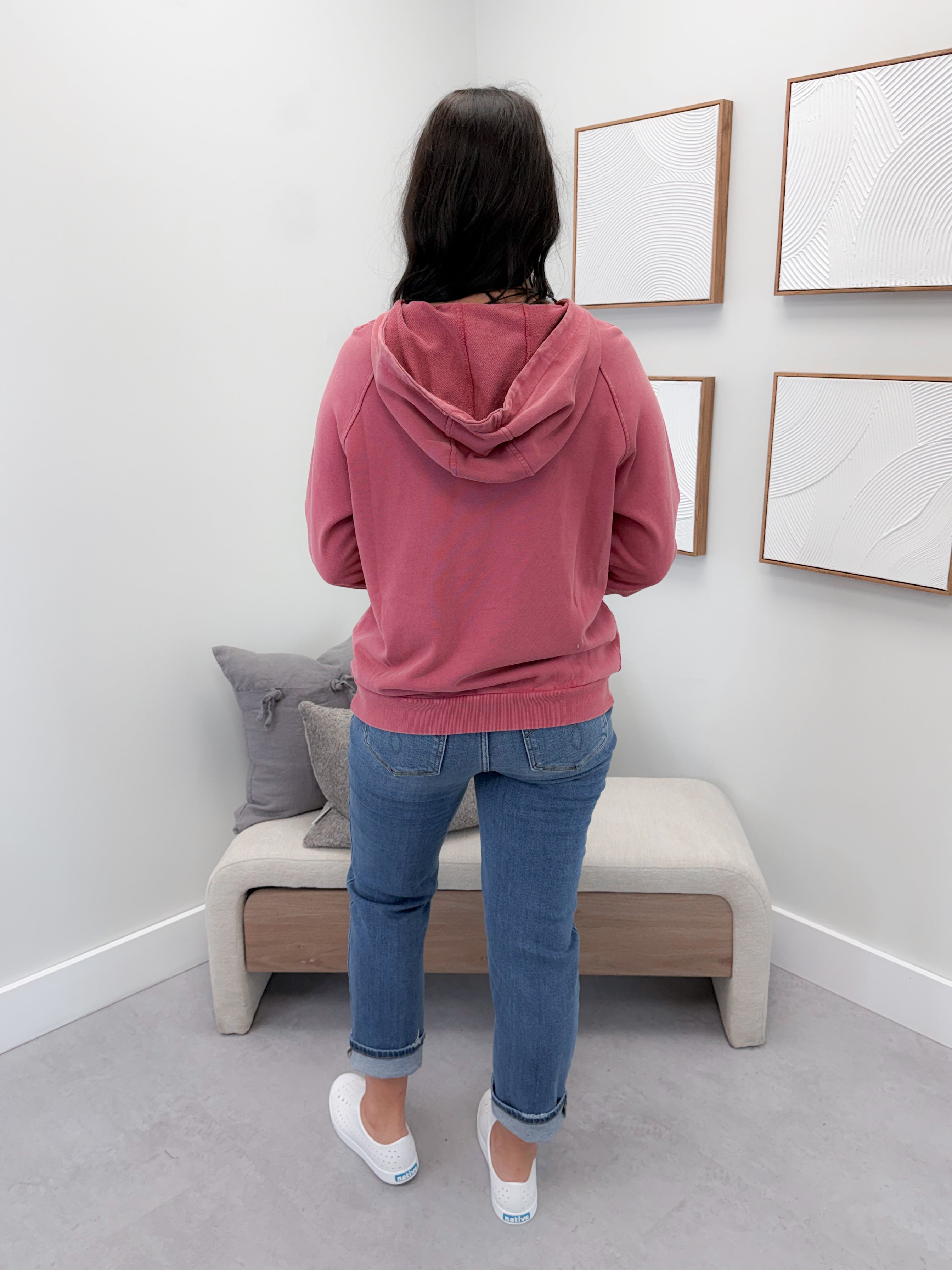 Ryker Half Zip Hoodie in Vintage Wash Berry
