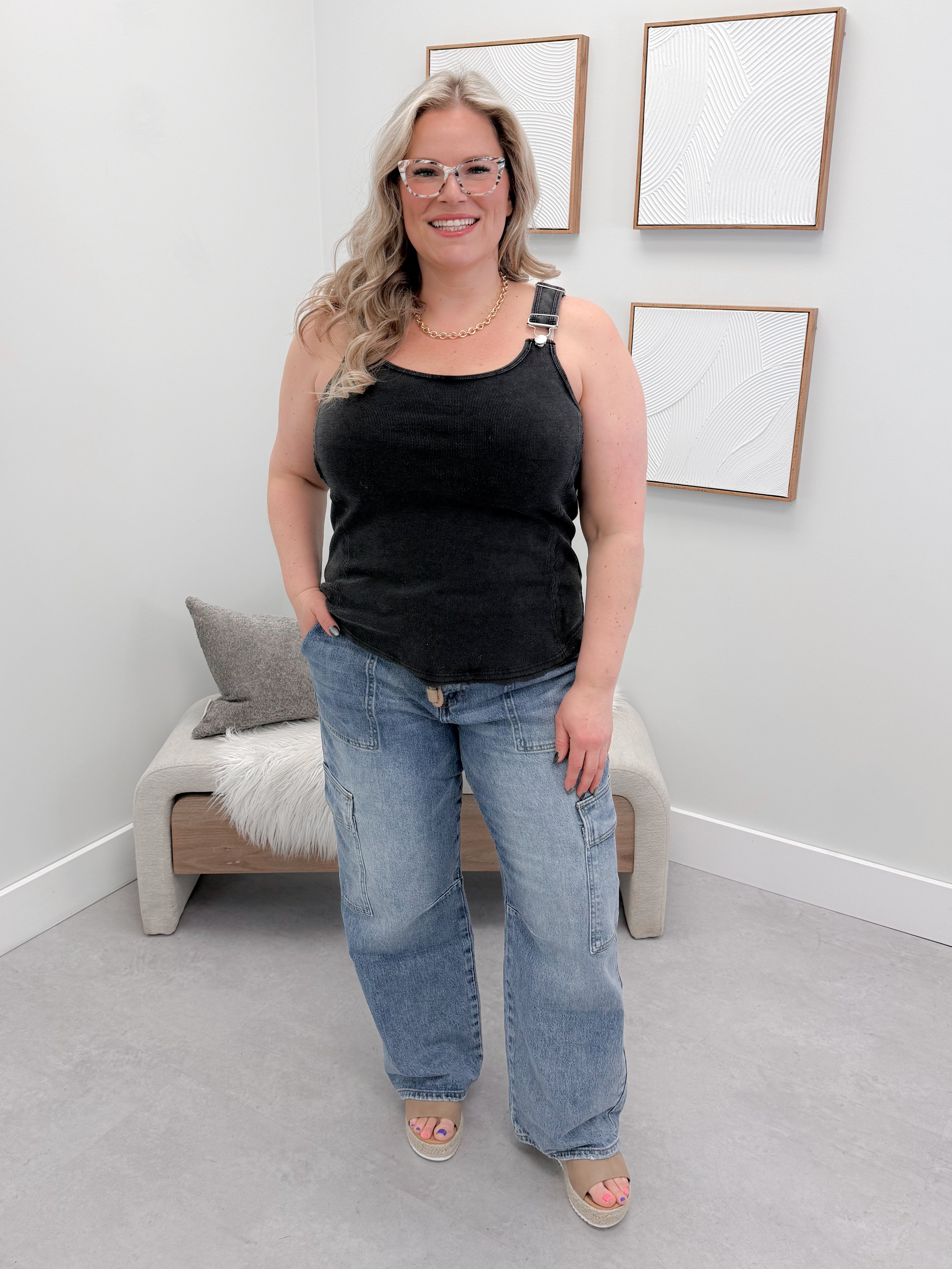 Bronwyn Buckle Tank in Acid Black