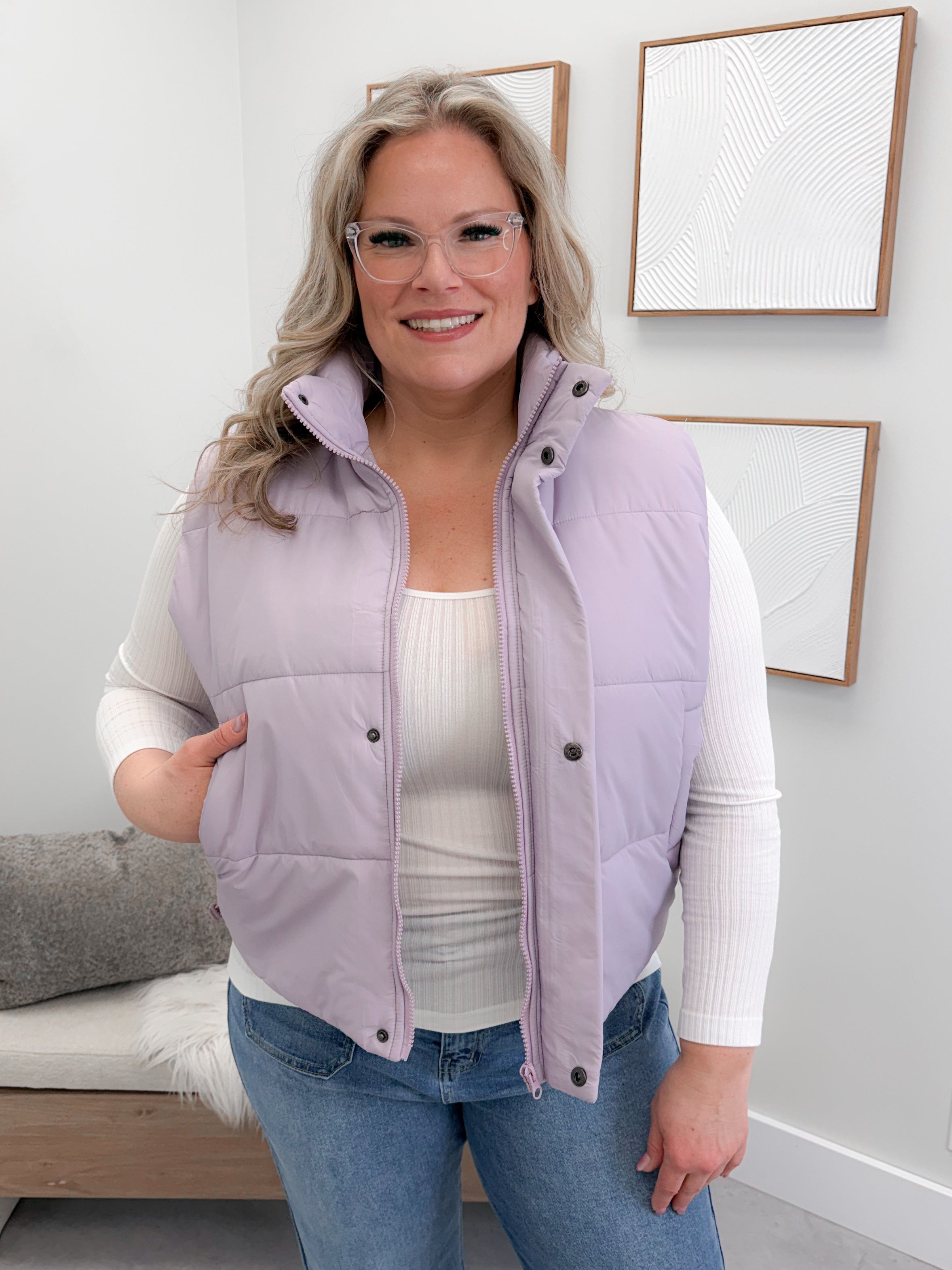 Petal Puffer Vest in Lavender