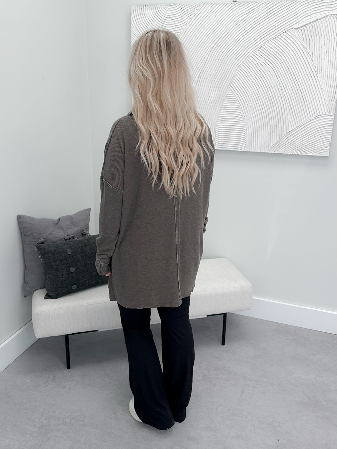Winona Waffle Pullover in Espresso