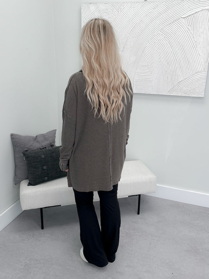 Winona Waffle Pullover in Espresso