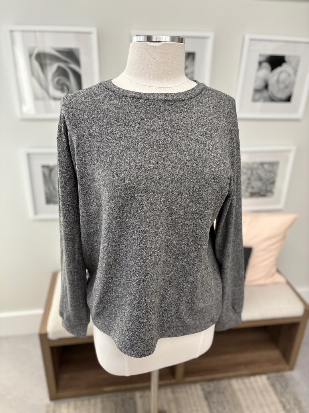 Grey Long Sleeve Melange Knit- Size S