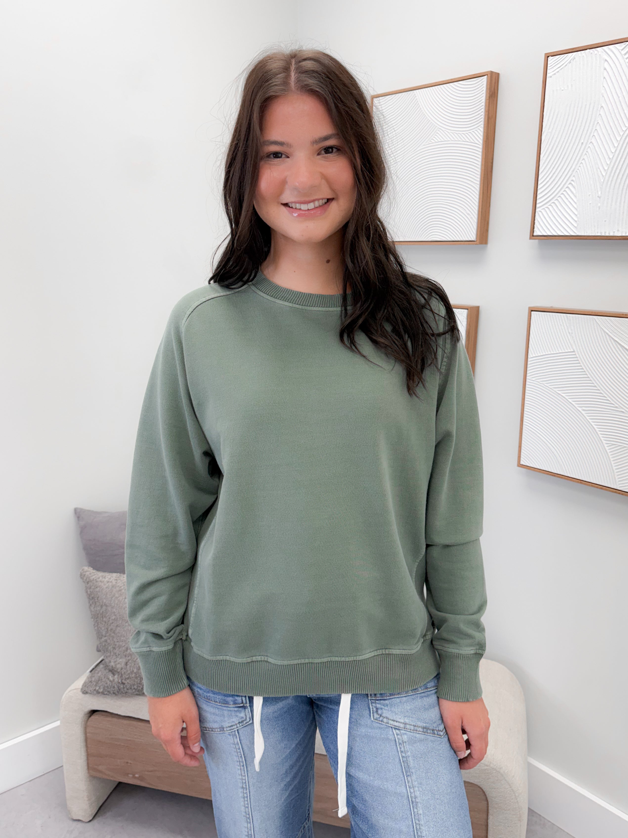 Keep It Simple Pullover in Olive