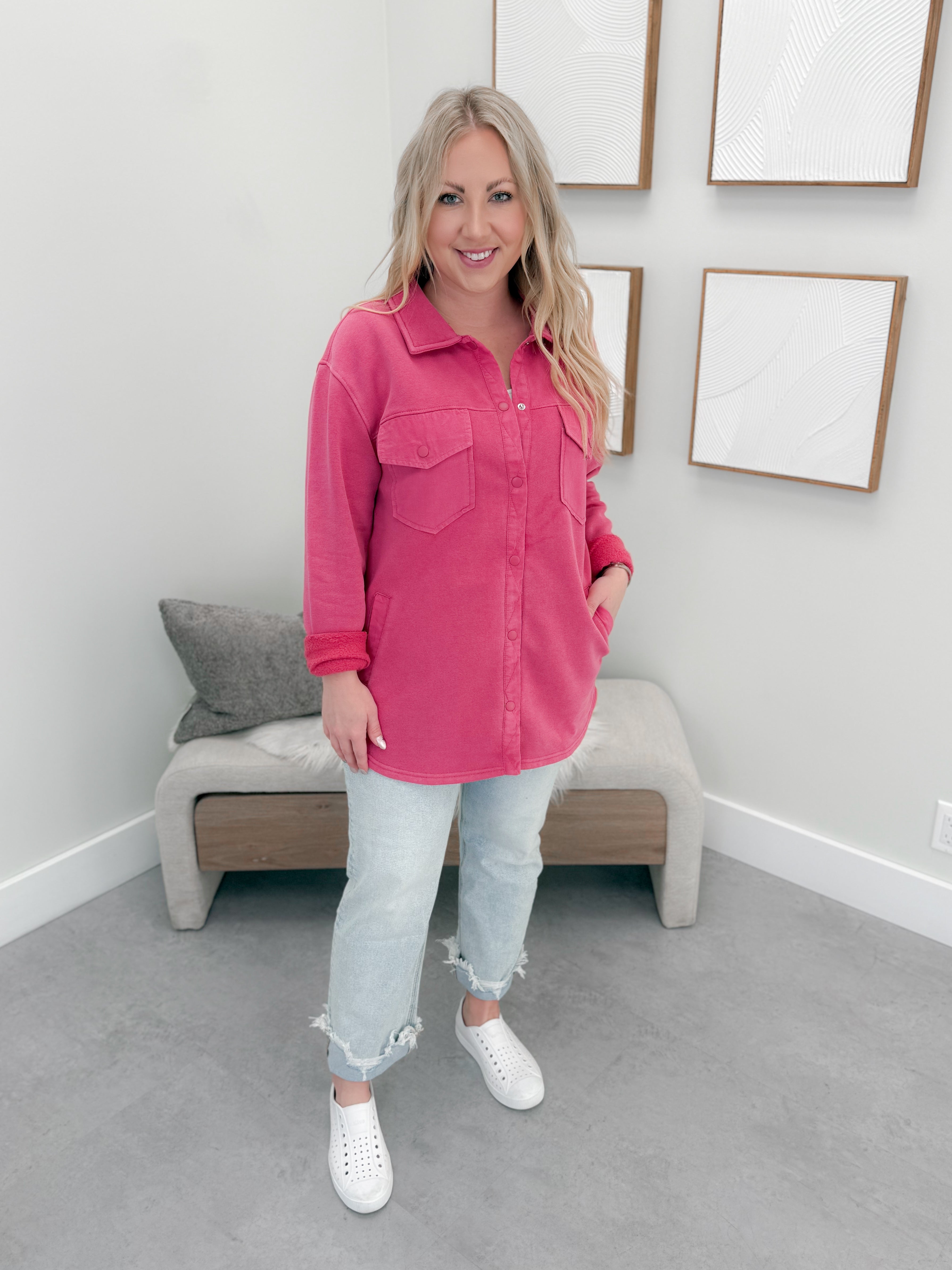 Daybreak Shacket in Raspberry