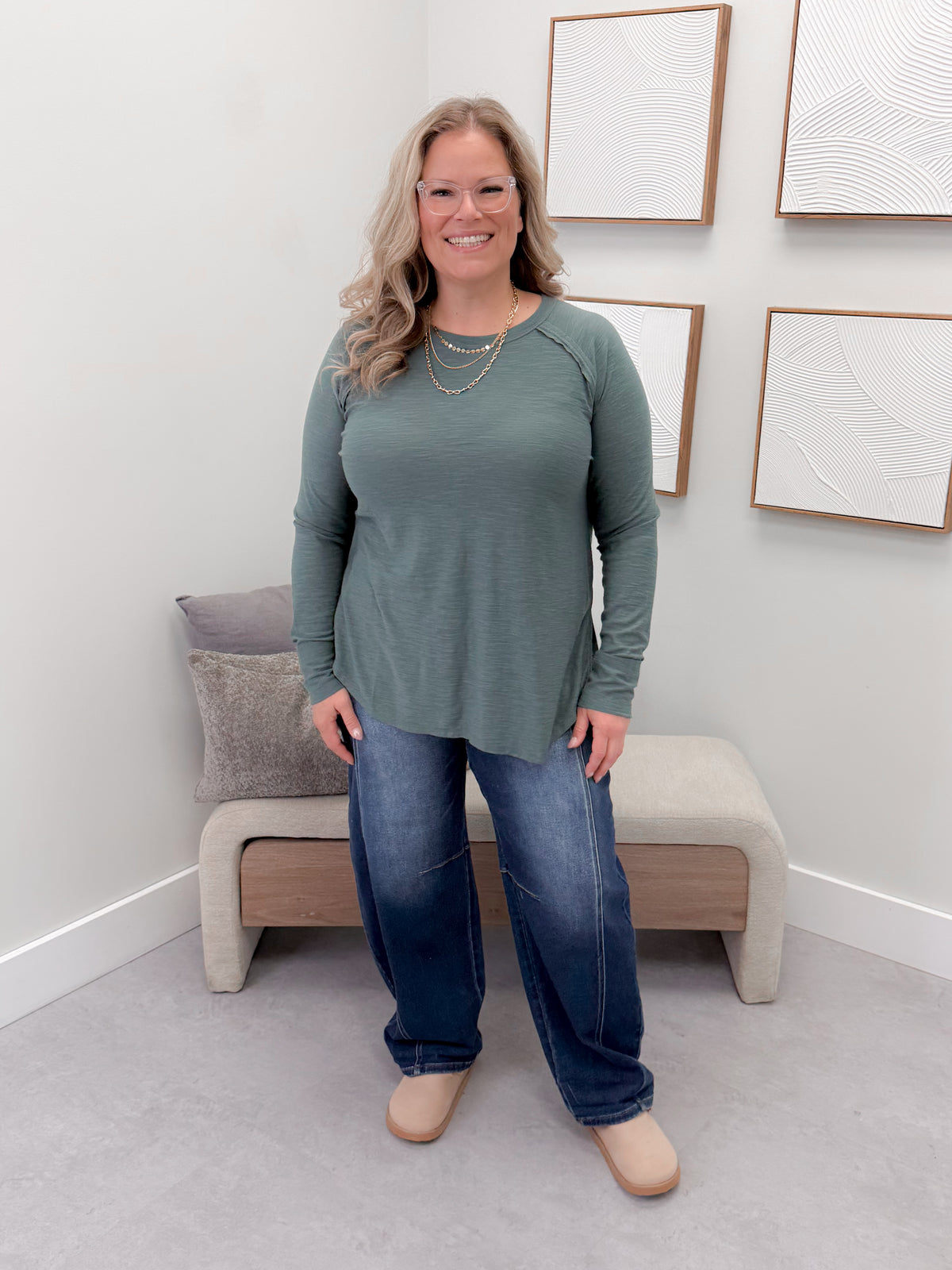 Amalia Long Sleeve in Ash Jade