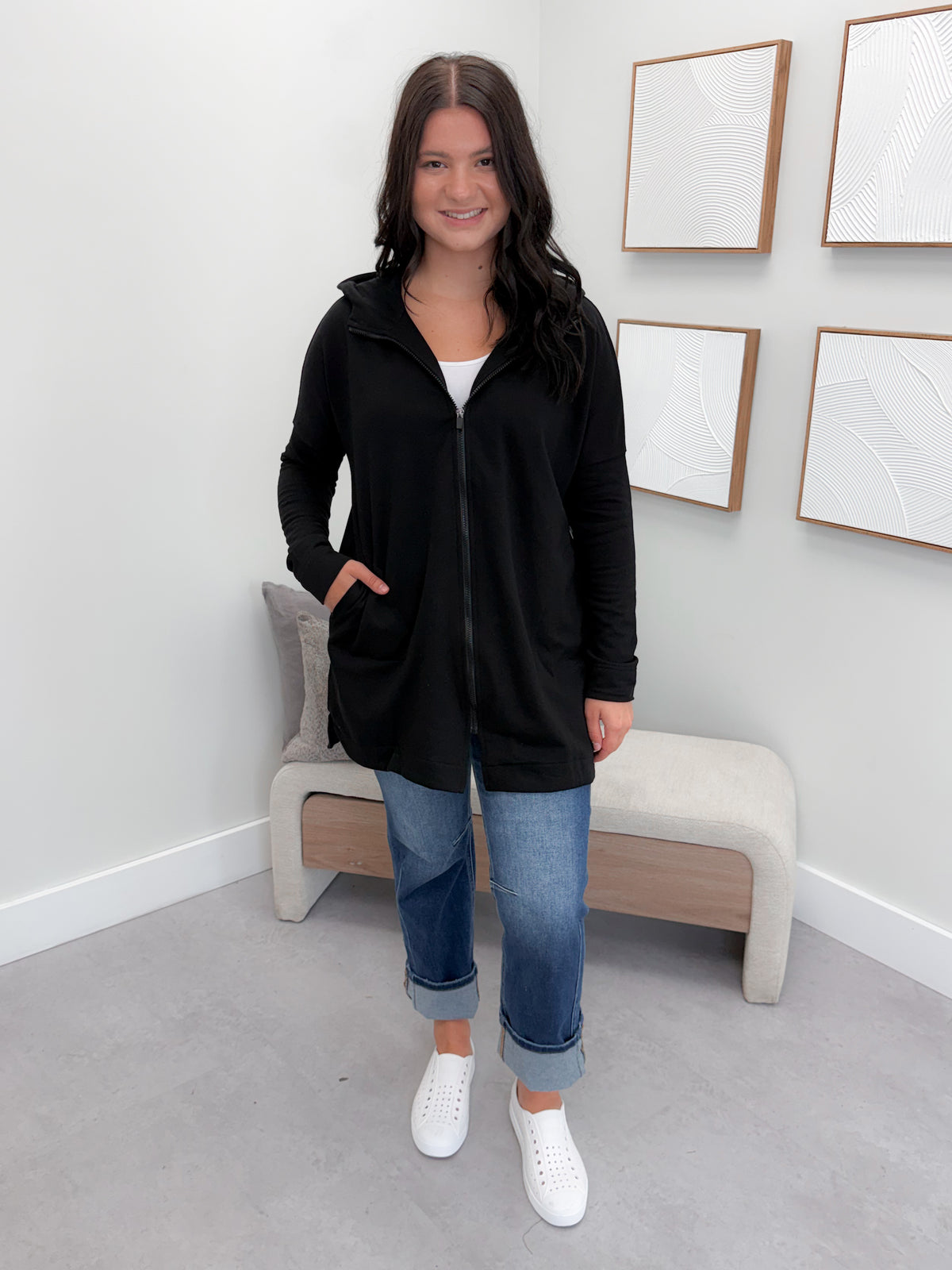 221 Full Zip Hoodie in Black