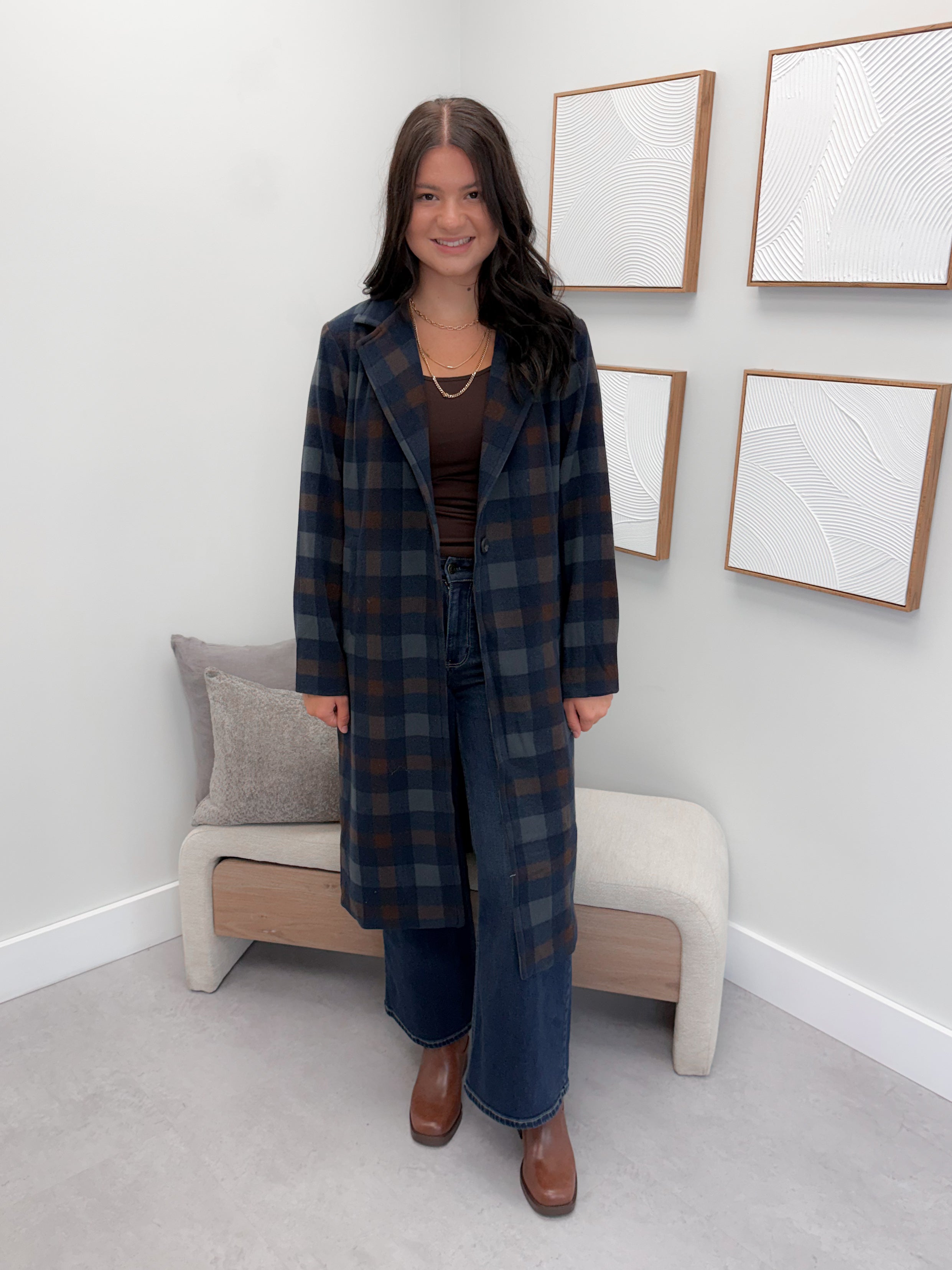 Colette Coat in Navy Plaid