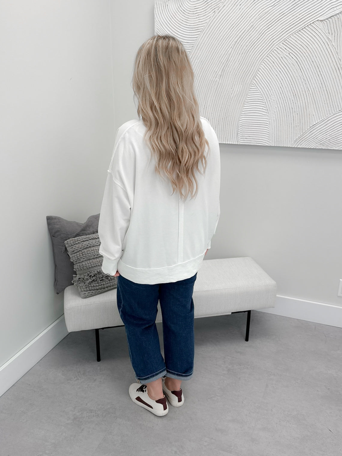 Touch Down Pullover in Marshmallow - Large