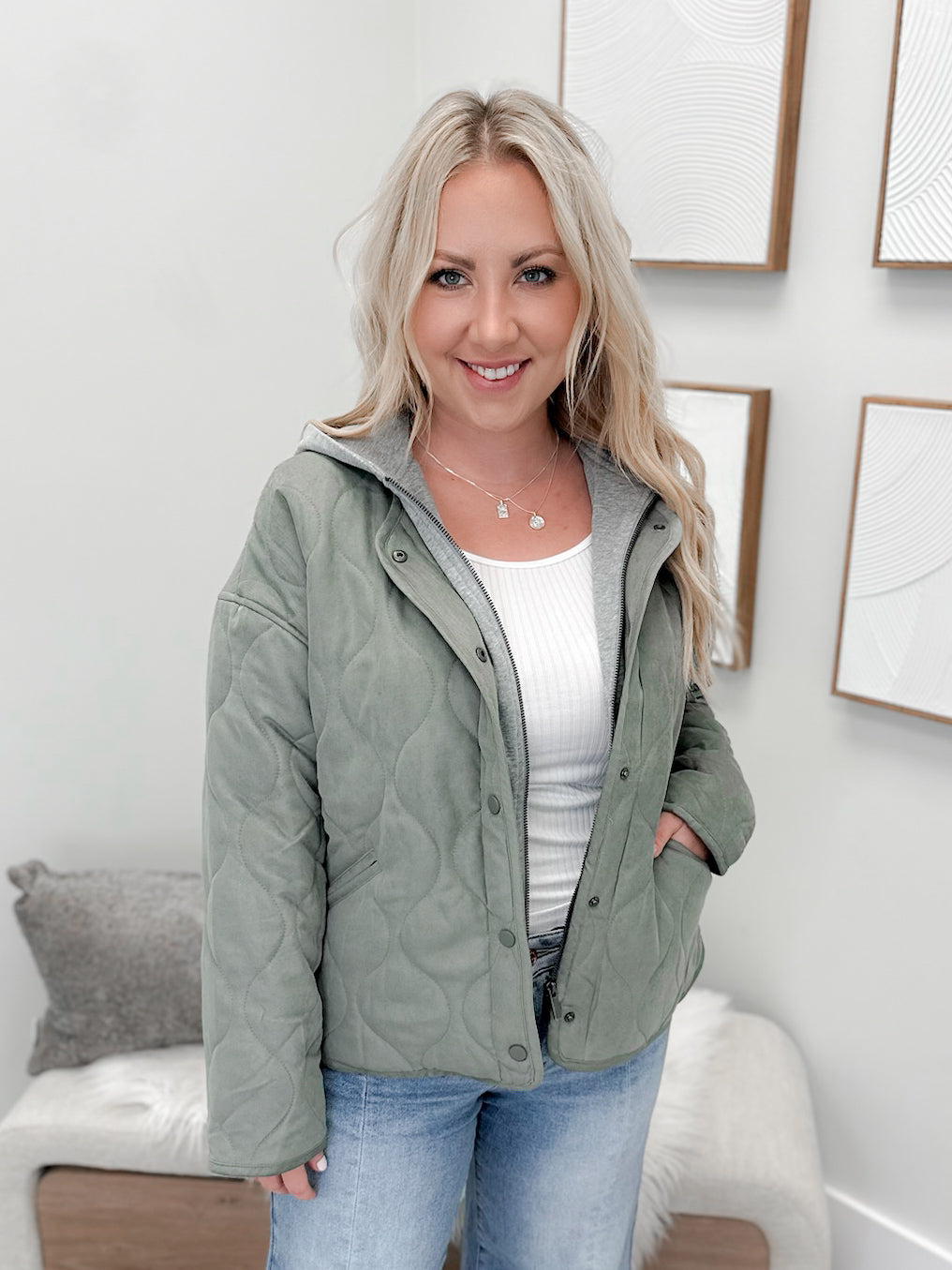 Jemma Quilted Jacket in Olive