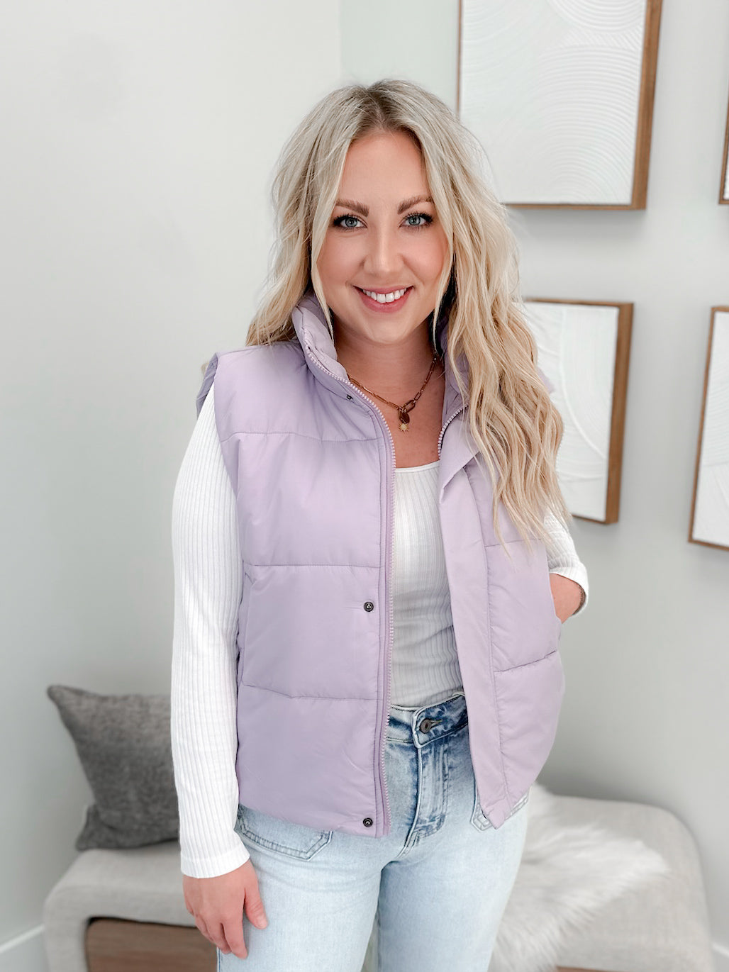 Petal Puffer Vest in Lavender