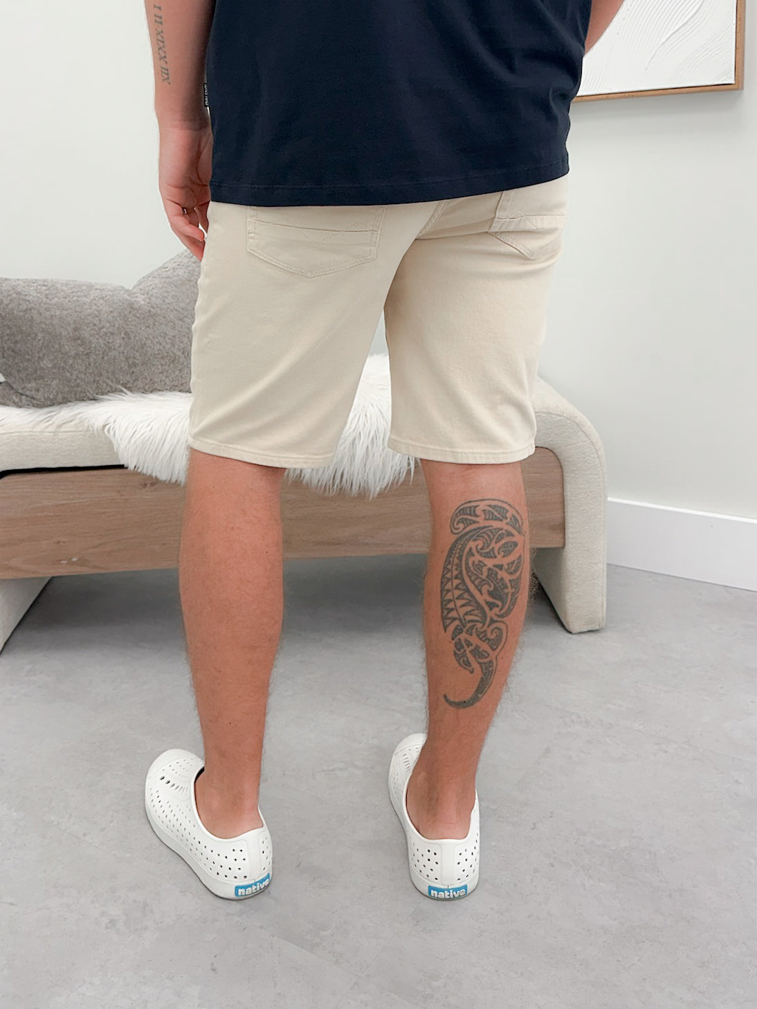Mens Fletcher Denim Shorts in Ecru