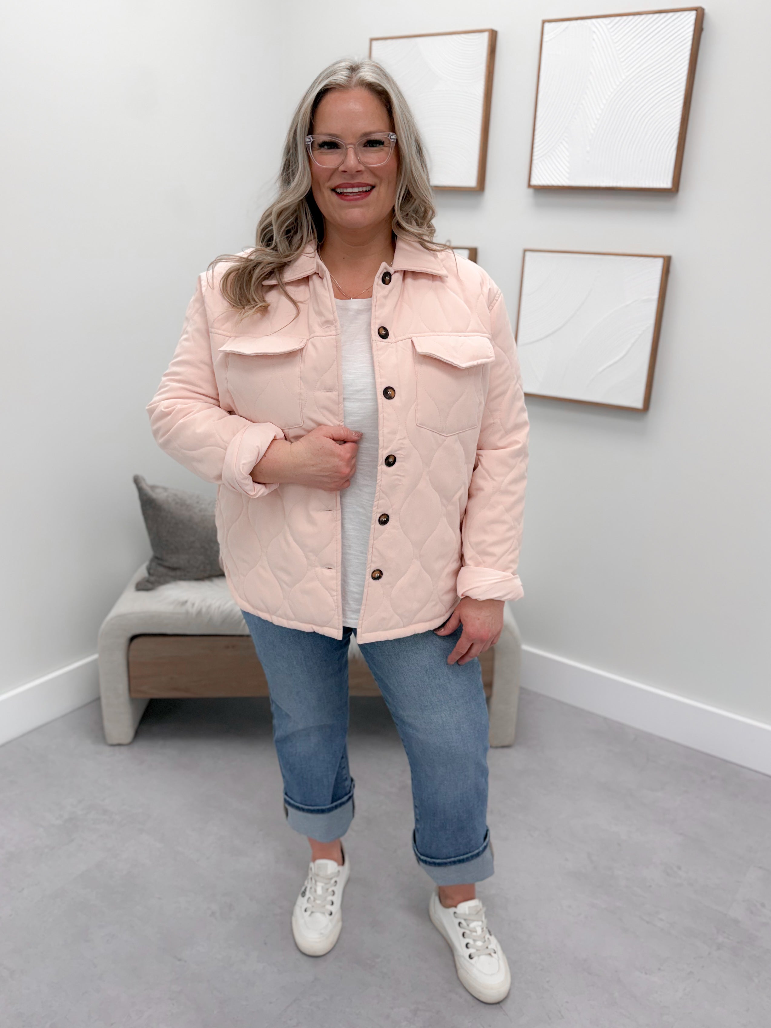 Sophia Quilted Jacket in Blush
