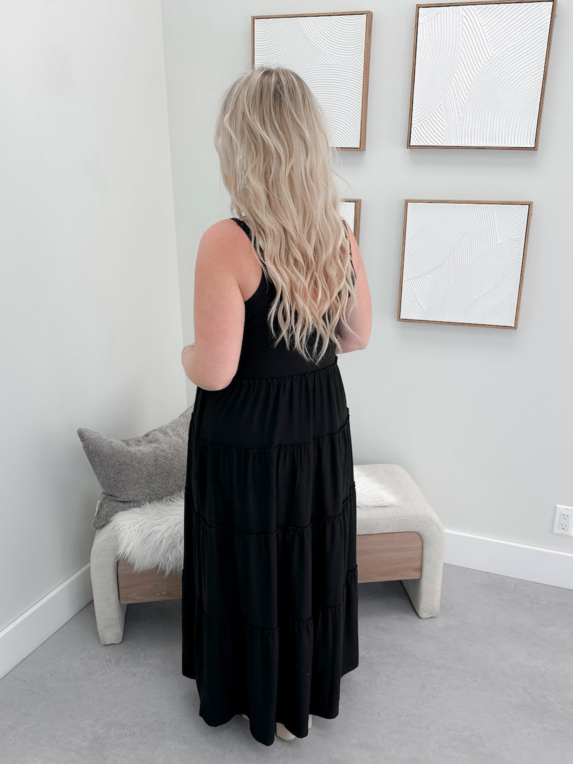 Luella Tiered Maxi Dress in Black