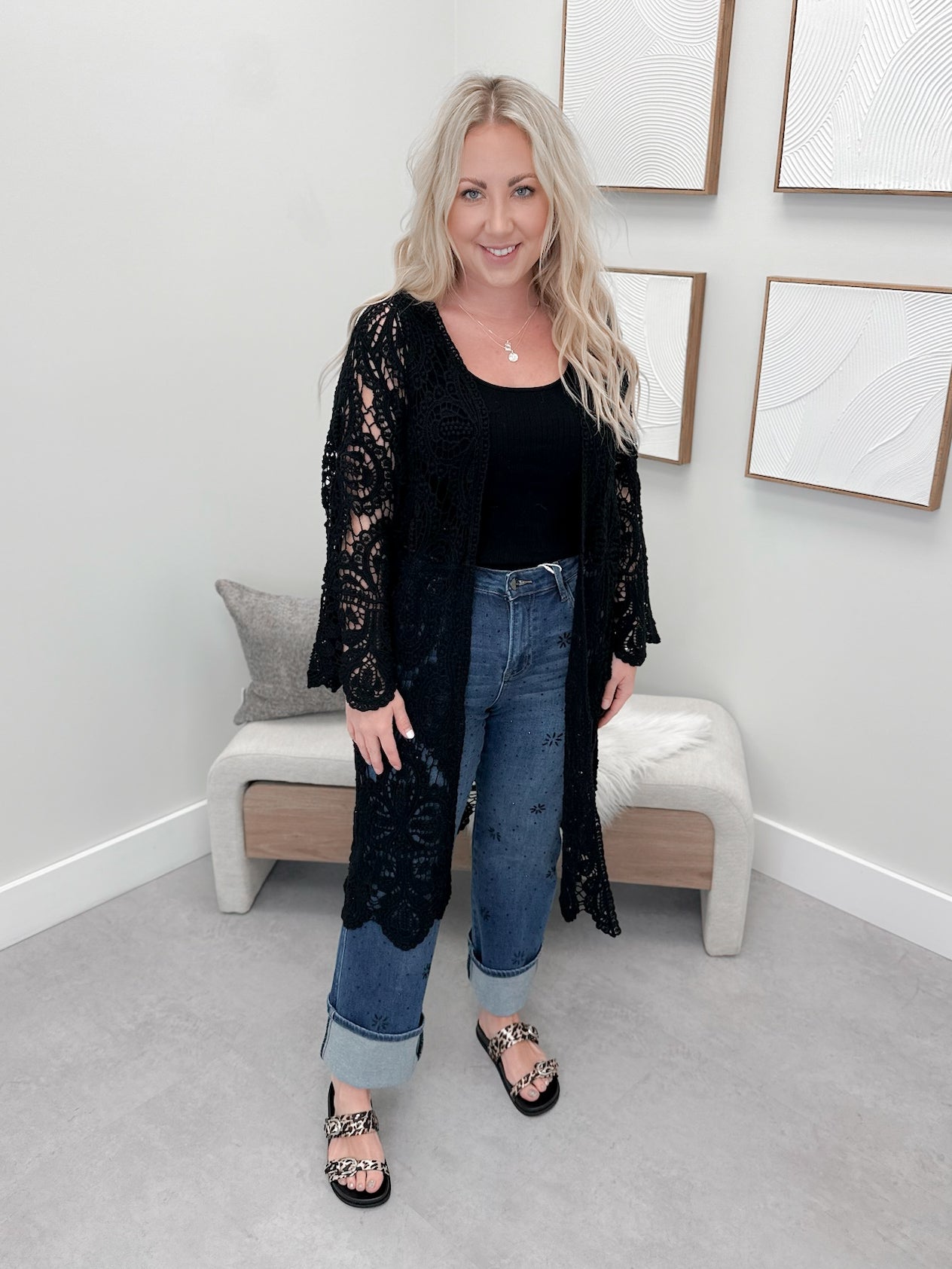 Nyx Crochet Cardigan in Black