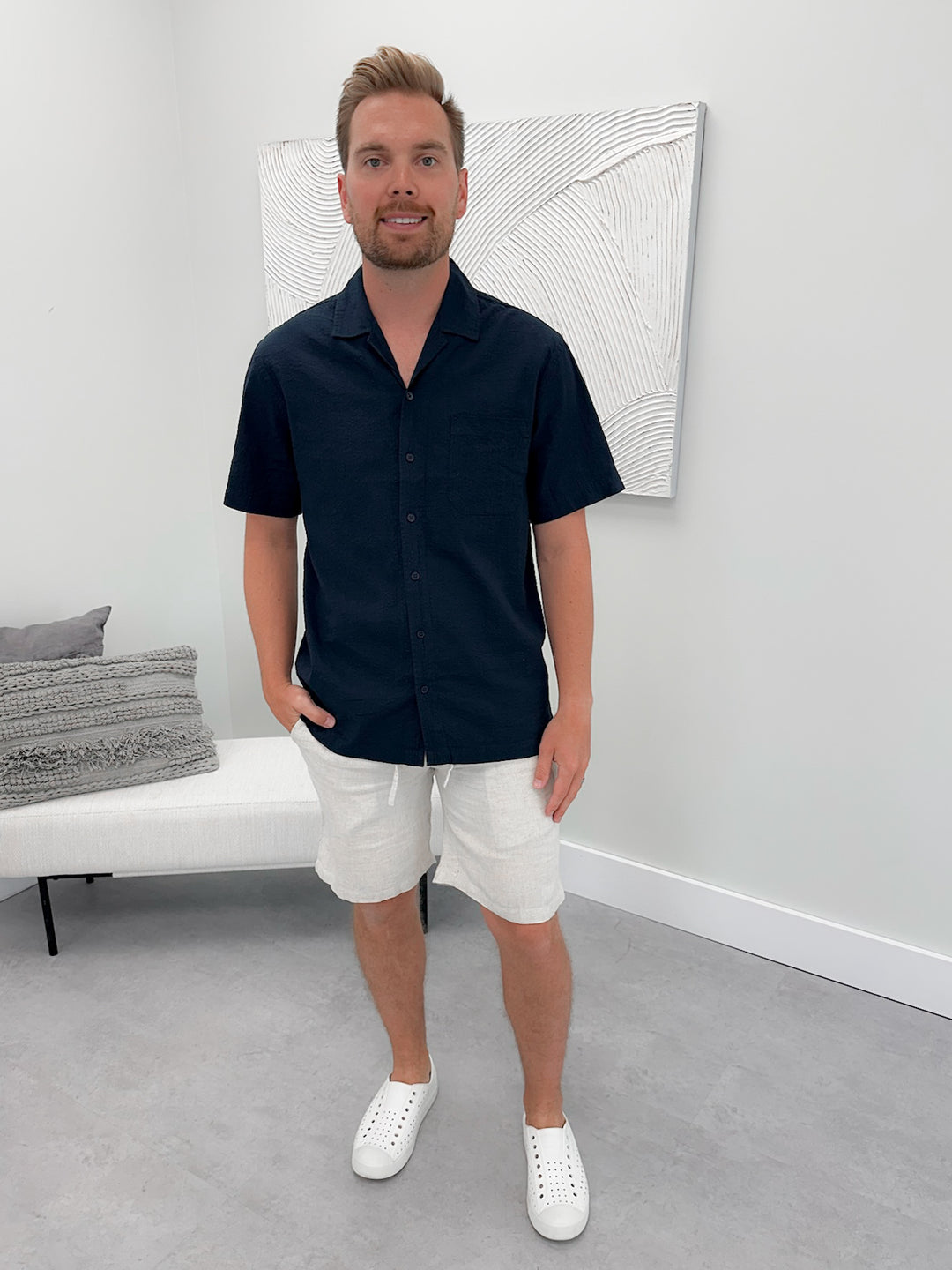 Wade Mens Button Up in Navy