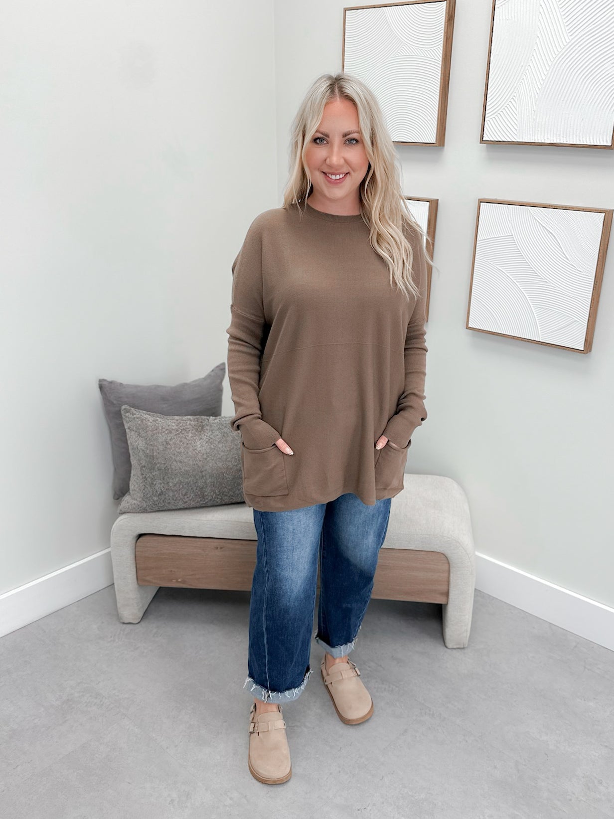 229 Pocket Sweater in Cocoa by Twenty Nine The Label