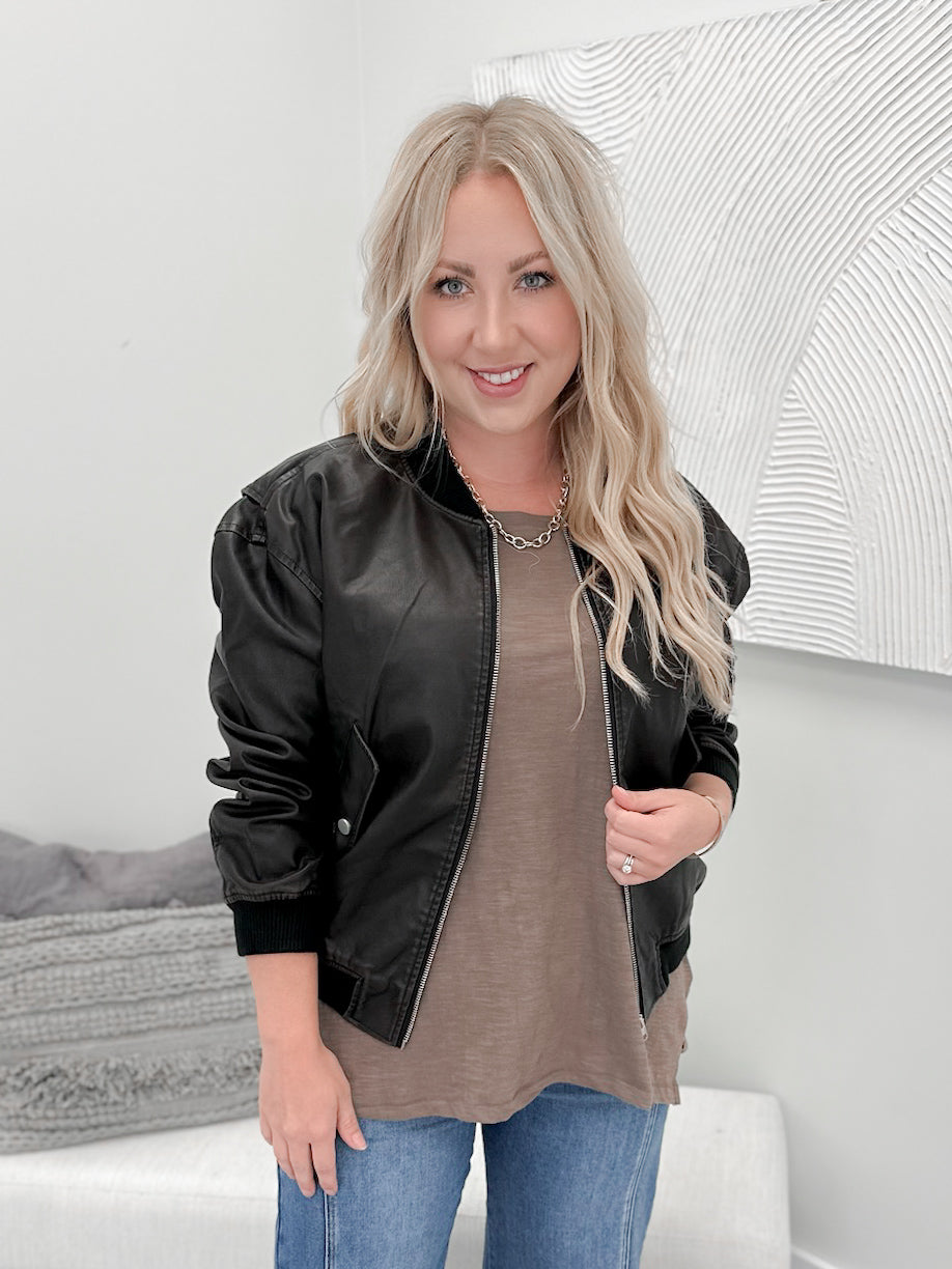 Bridget Bomber Jacket in Brown - 3X