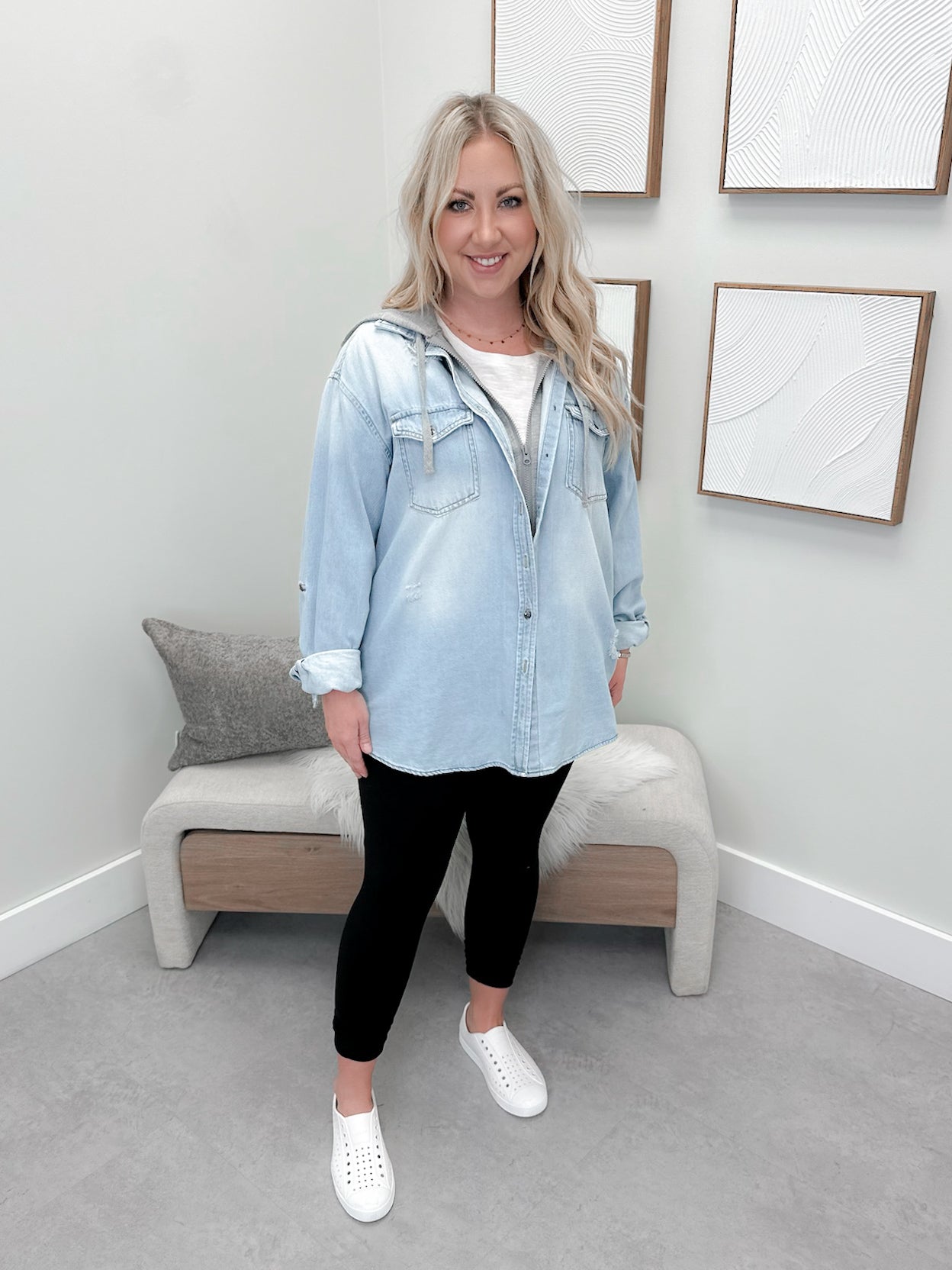 Allegra Denim Shacket in Light Wash