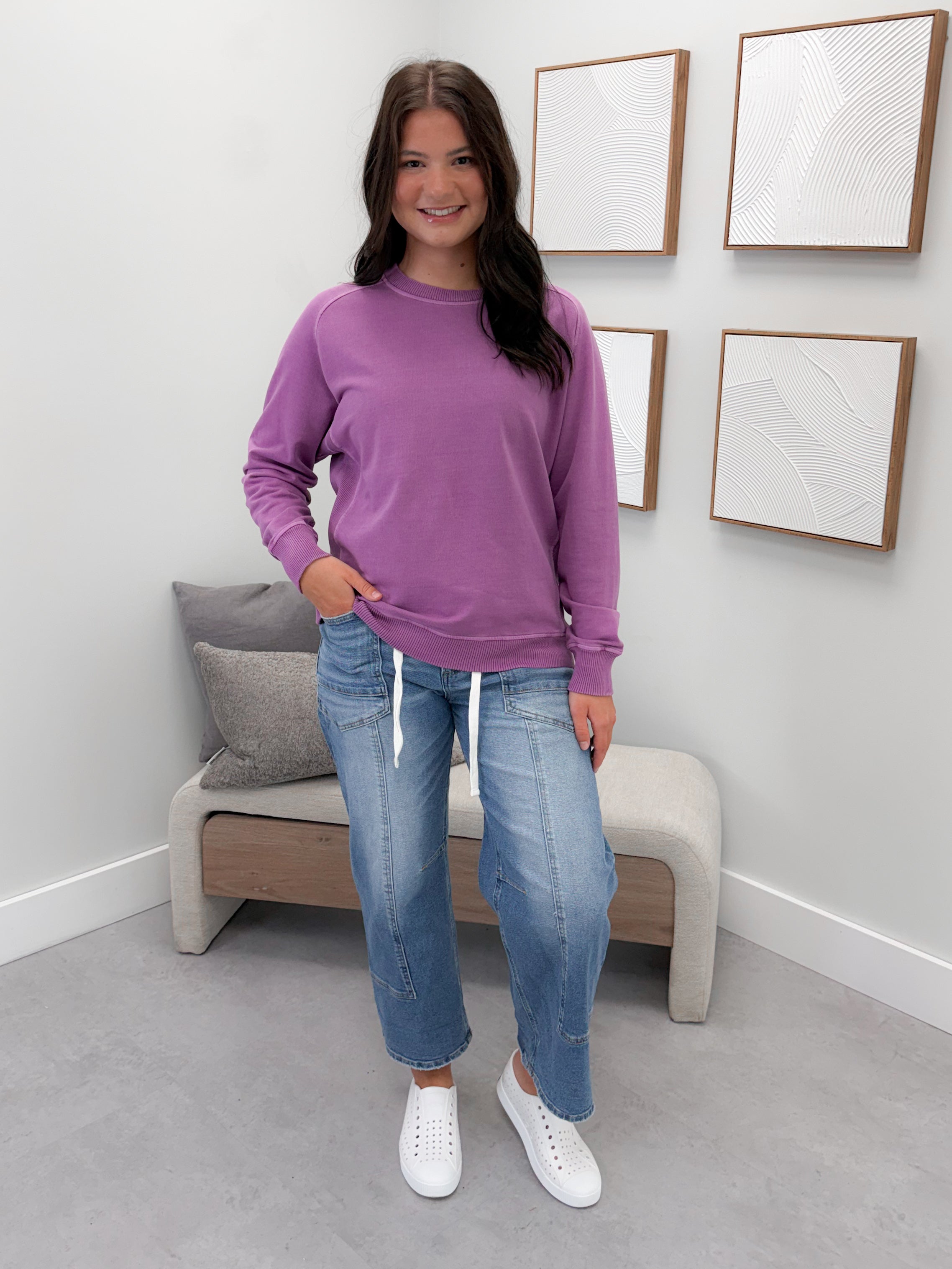 Keep It Simple Pullover in Plum