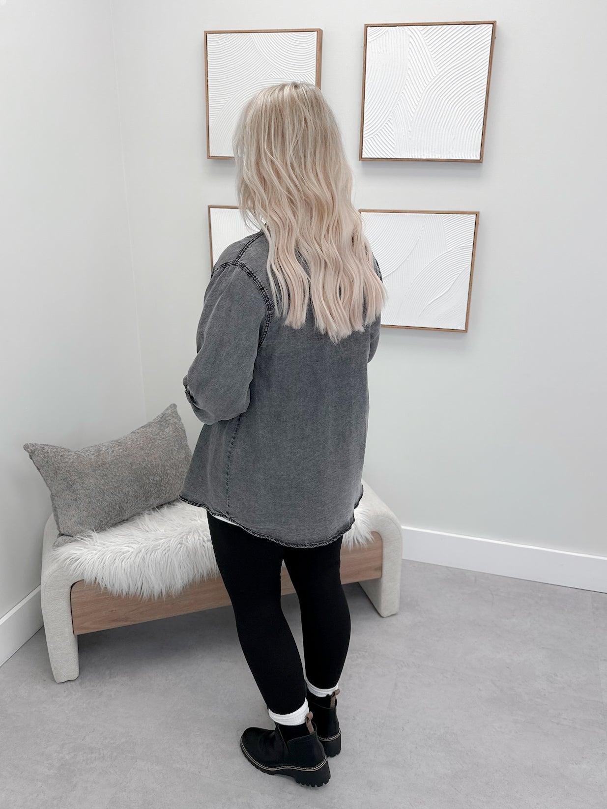 Jules Denim Button Up in Washed Black