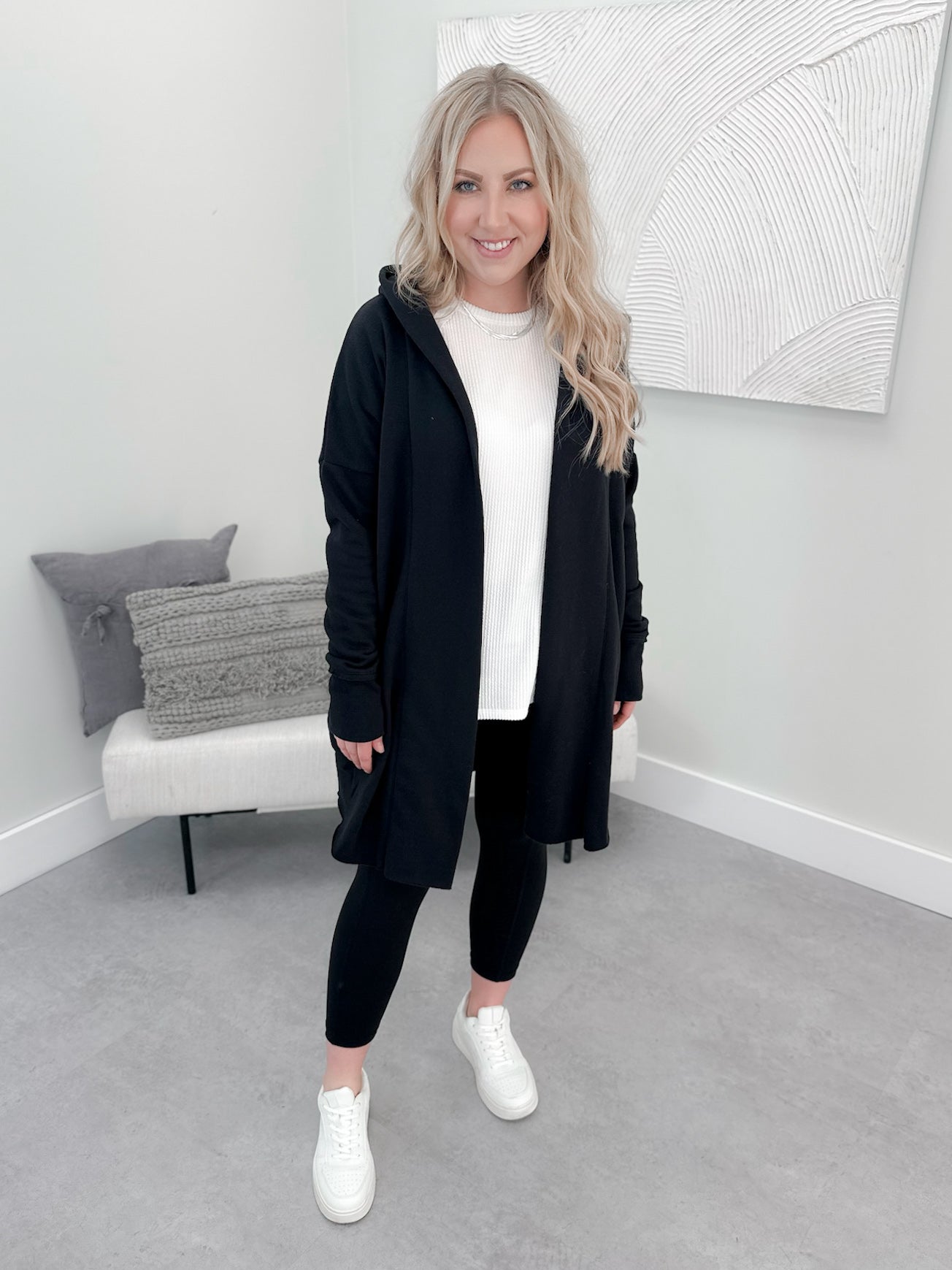 Hopeful Hooded Cardigan in Black