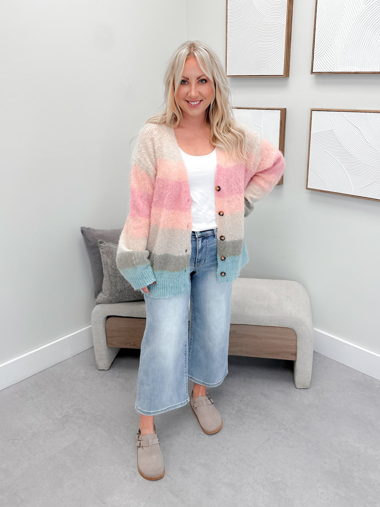 Fauna Cardigan in Mixed Stripes