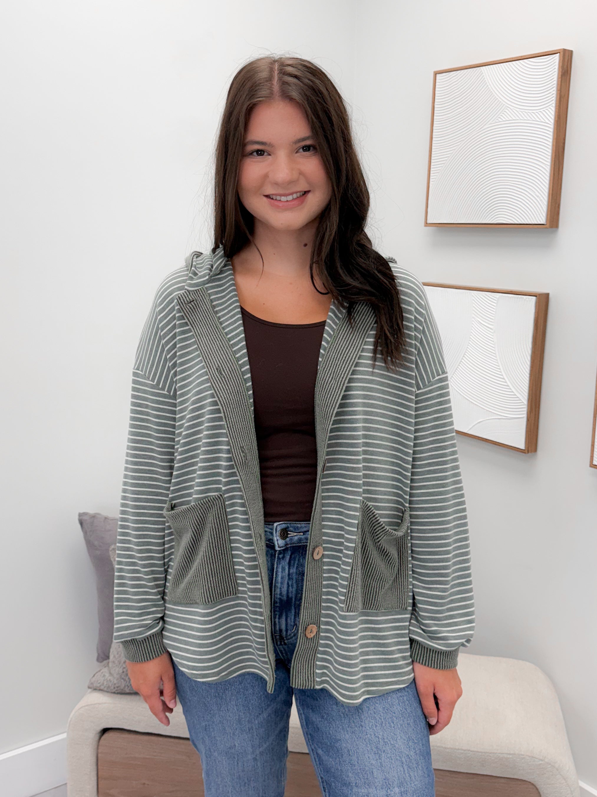 Maisy Button Up in Olive