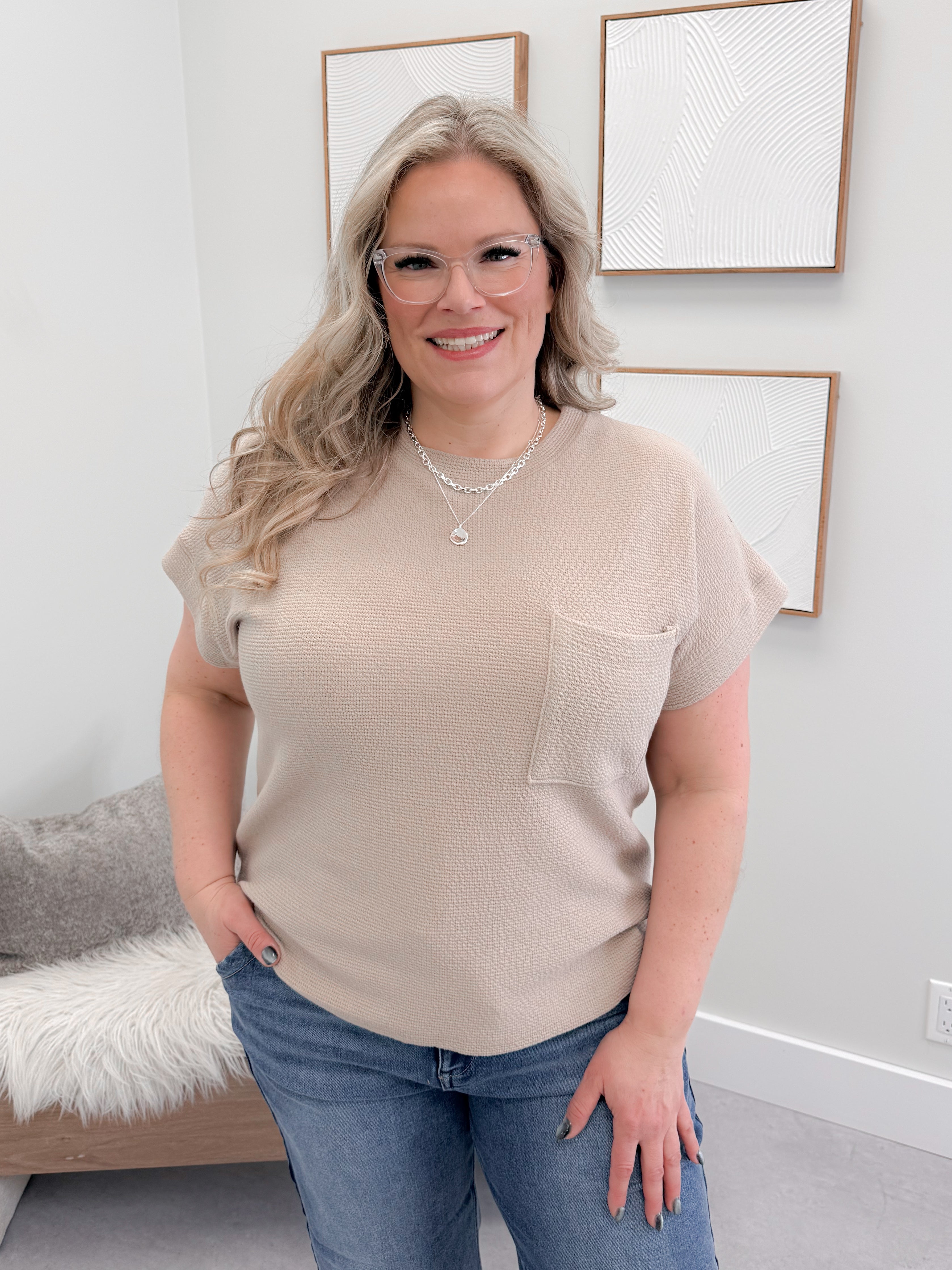 Jeanne Texture Tee in Stone