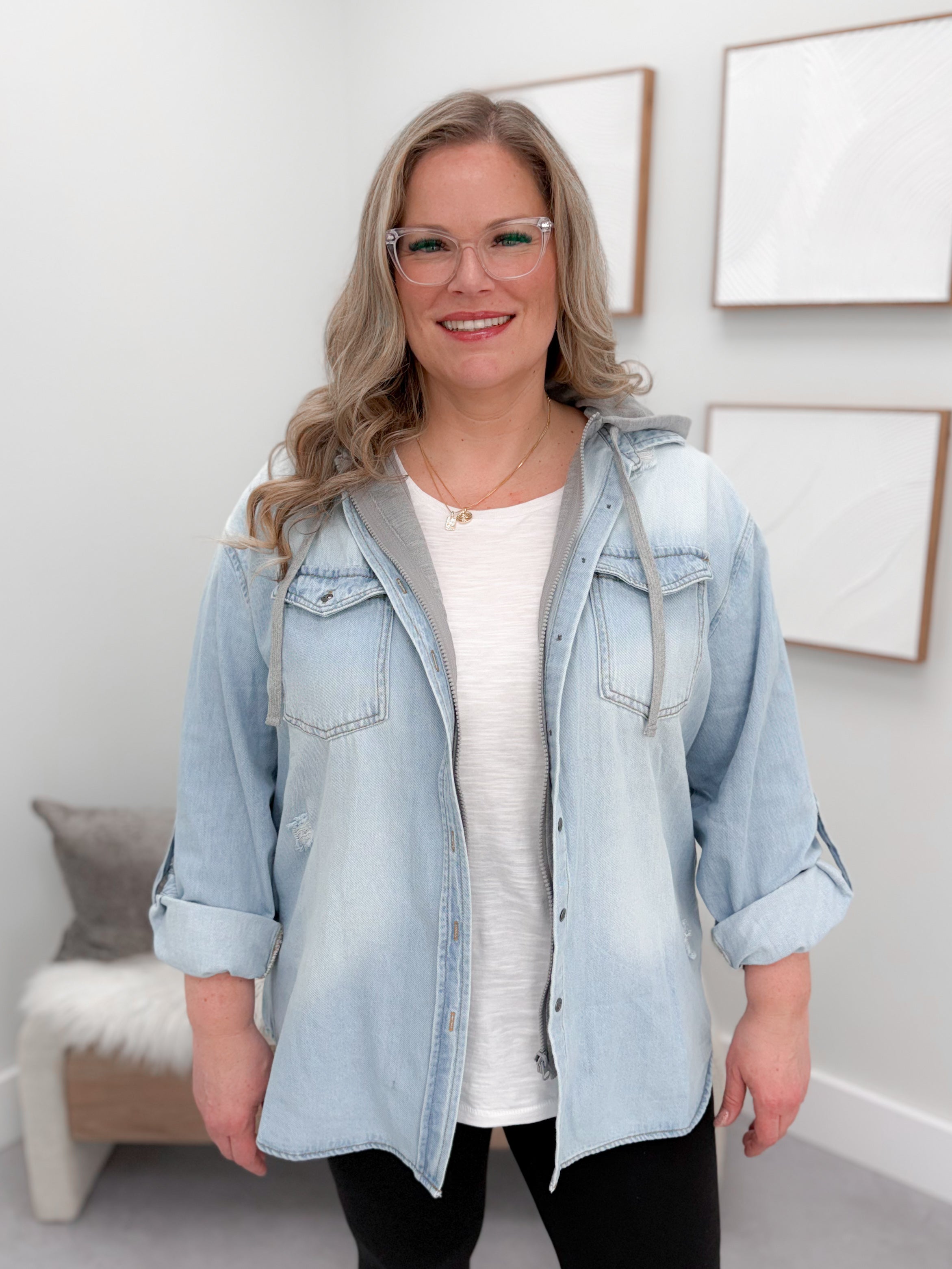 Allegra Denim Shacket in Light Wash