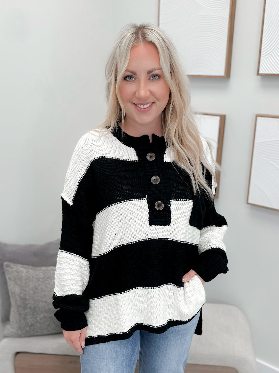 Colby Sweater in Black Stripe
