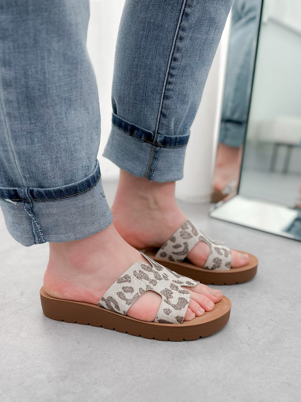 Hold Please Sandal in Tan Sparkle by Corkys