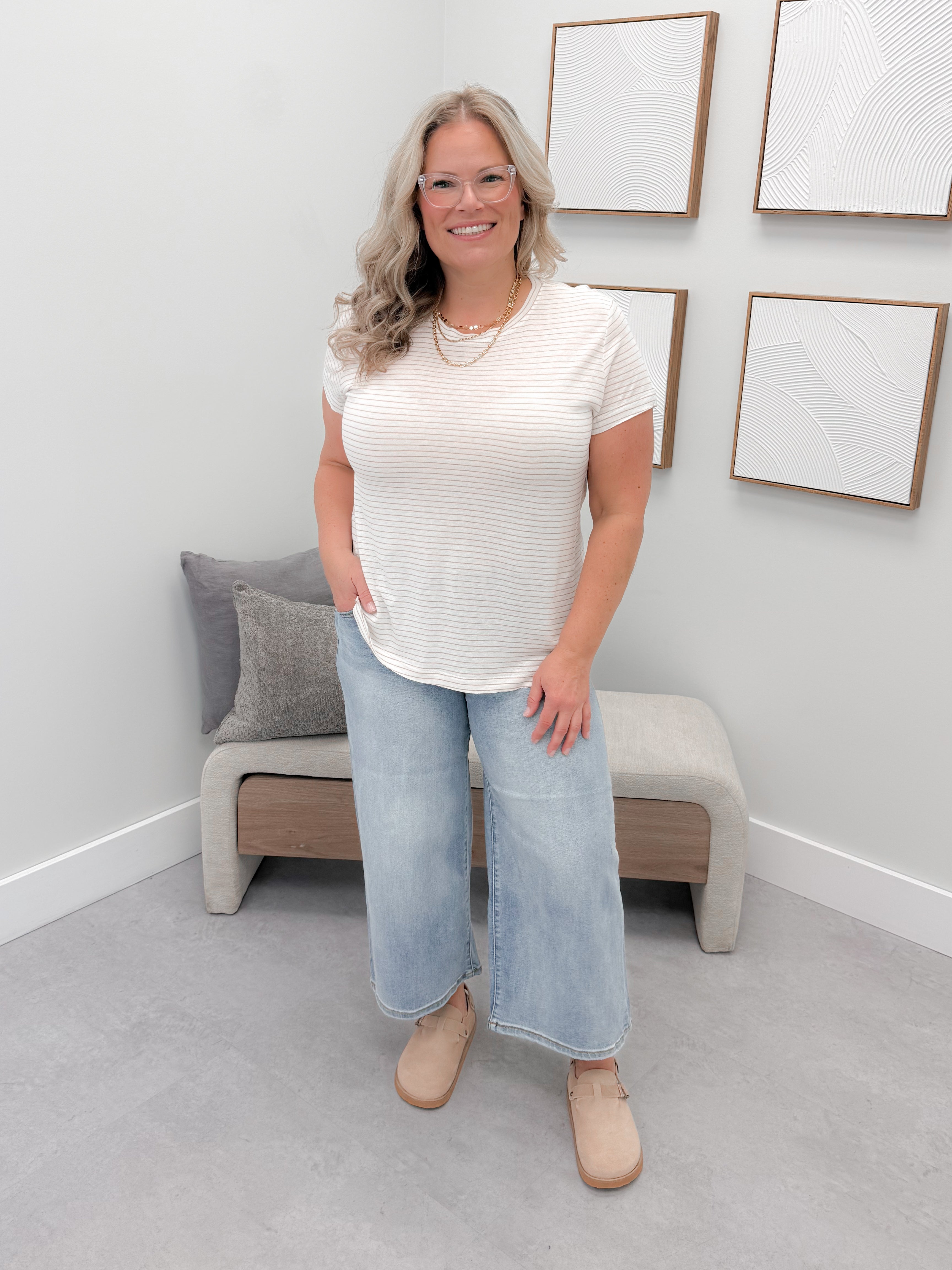 Brylie Tee in Mocha Stripe